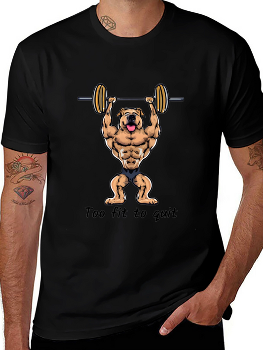Too Fit to Quit Mens Black Graphic T-Shirt