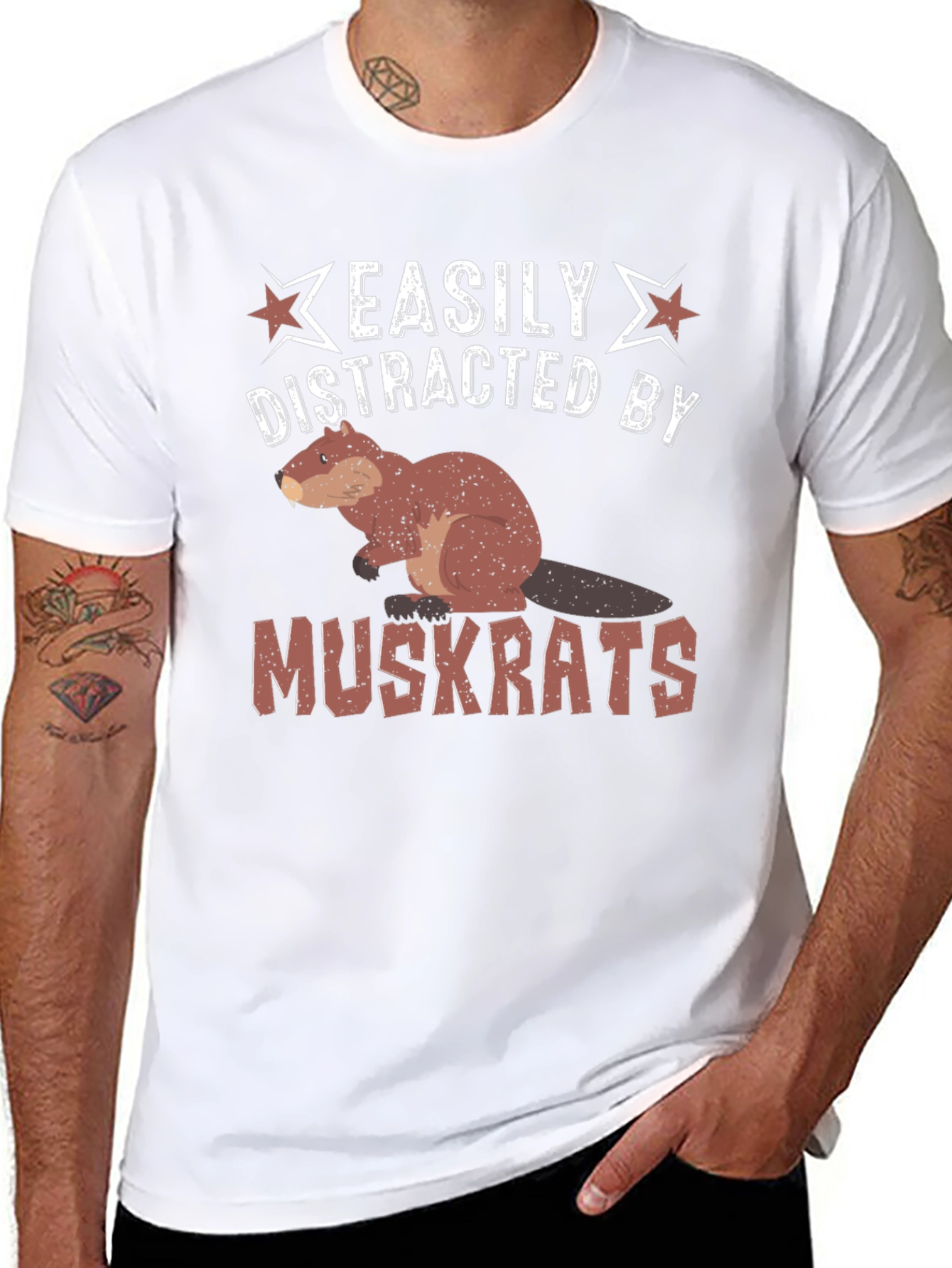 Easily Distracted by Muskrats Funny T-Shirt