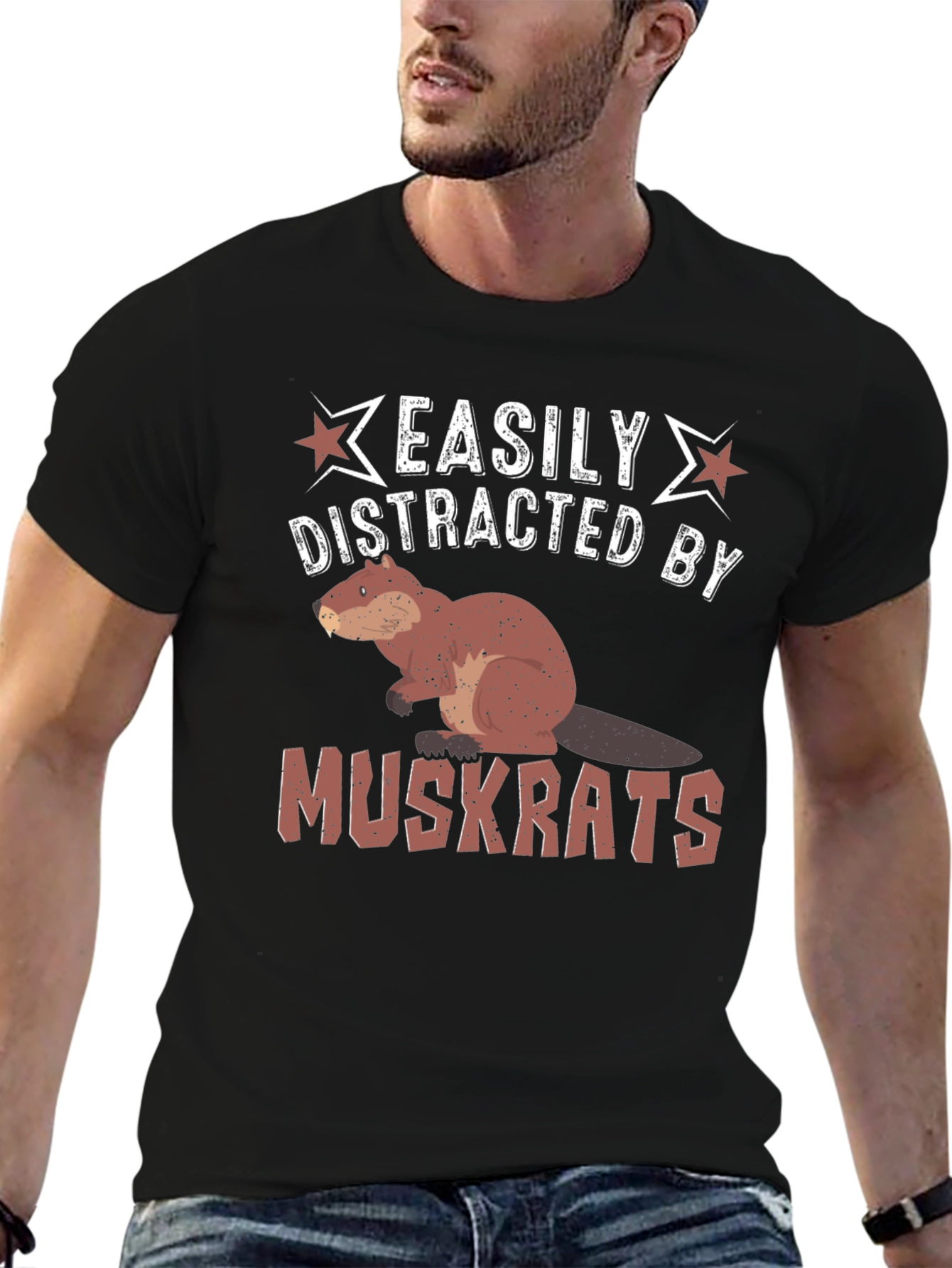 Easily Distracted by Muskrats Funny T-Shirt