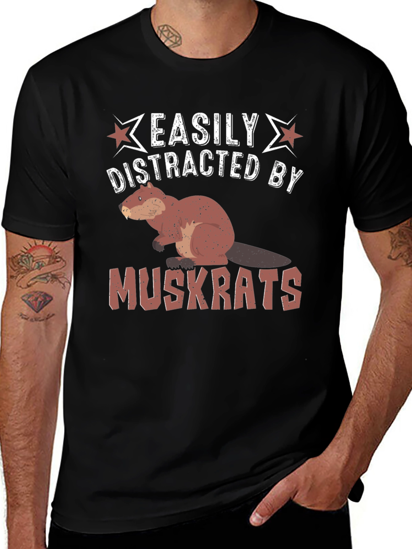 Easily Distracted by Muskrats Funny T-Shirt