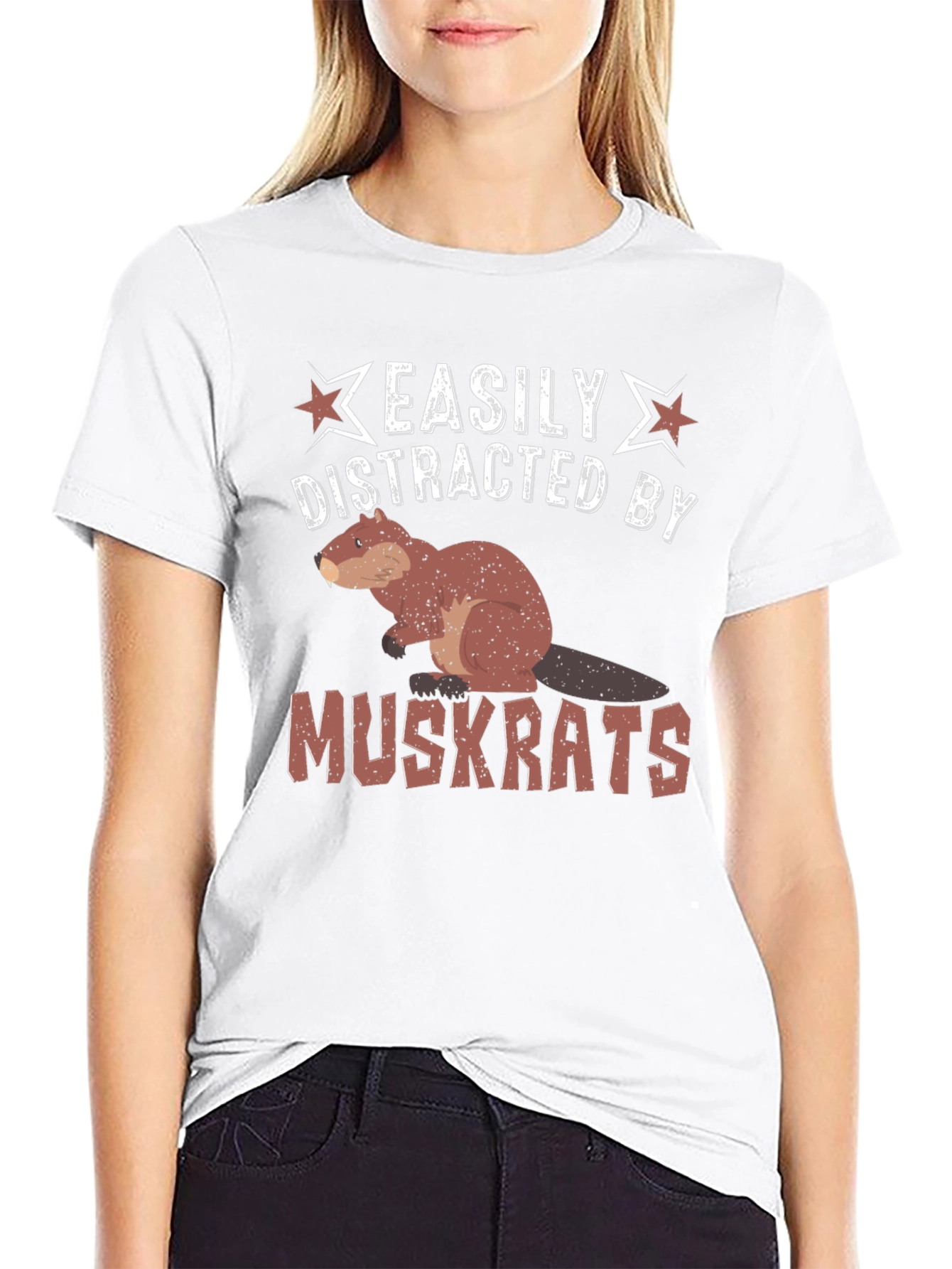 Easily Distracted by Muskrats Funny T-Shirt
