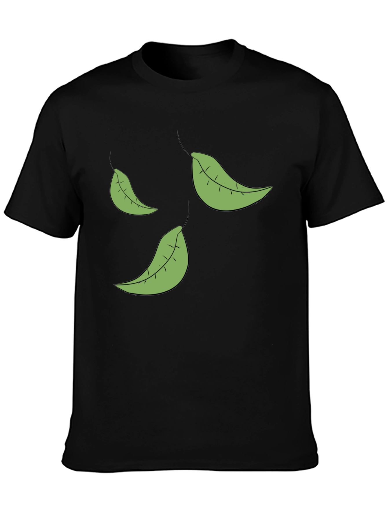 Leaf Print Black T-Shirt