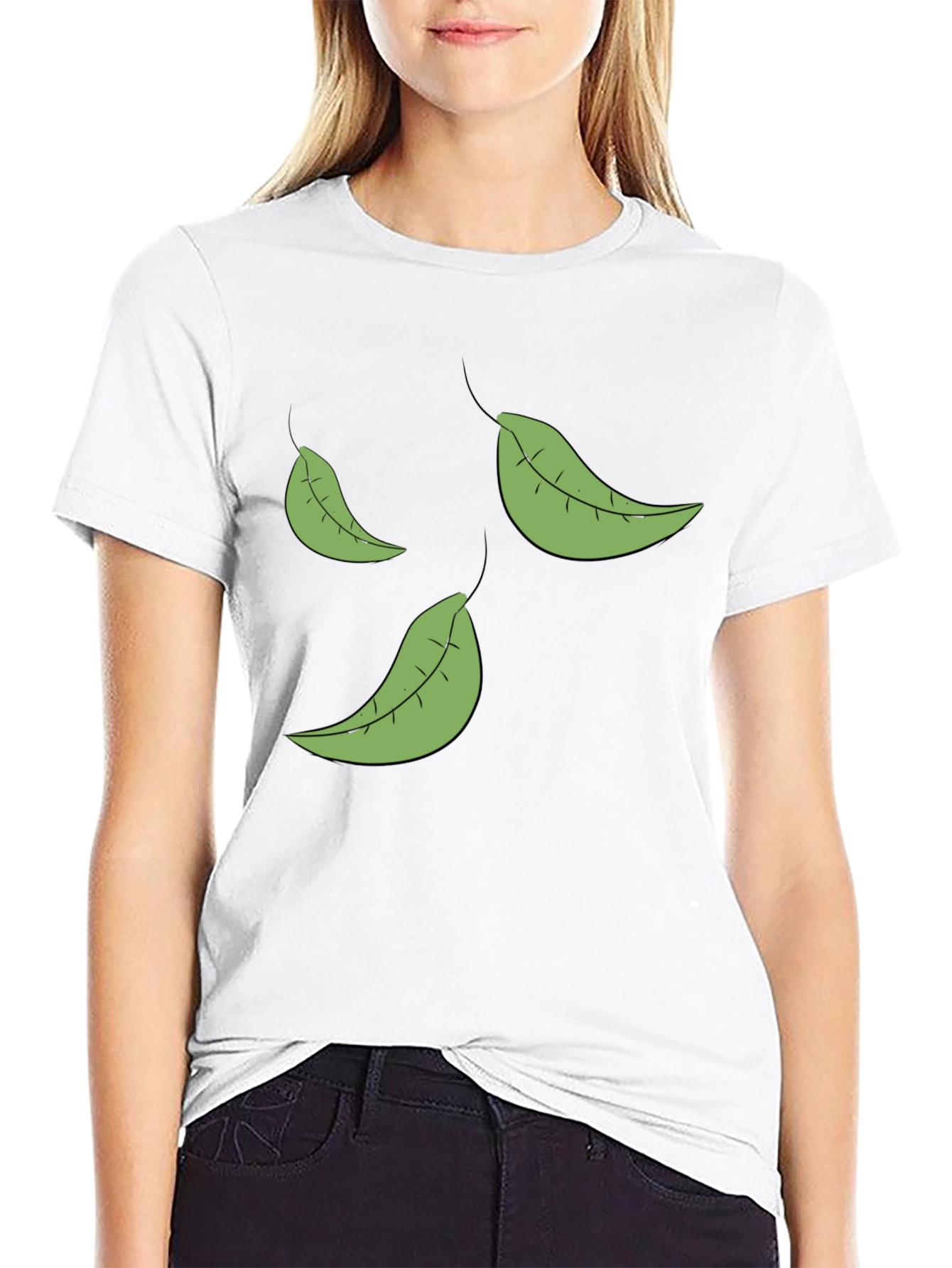 Leaf Print Black T-Shirt