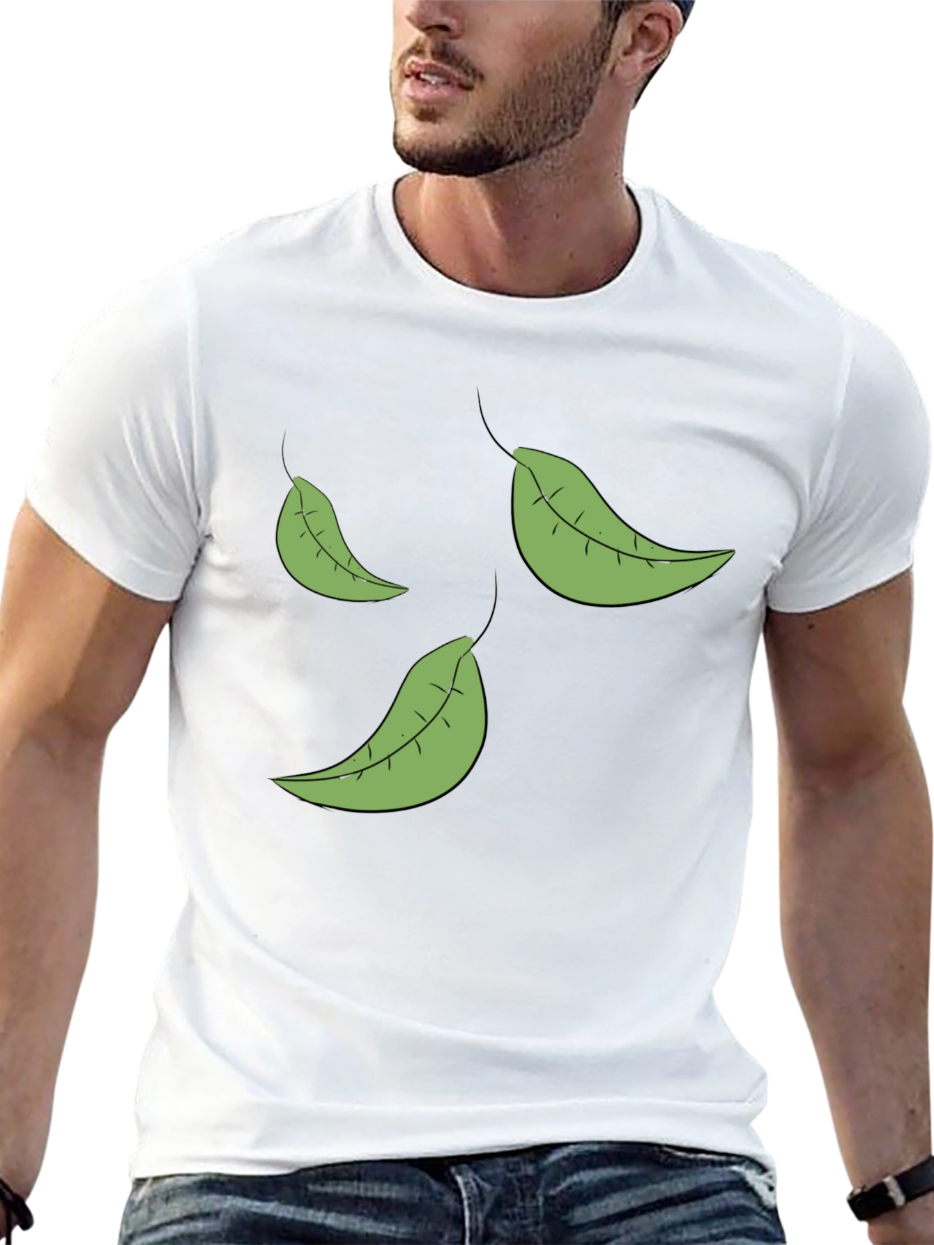 Leaf Print Black T-Shirt