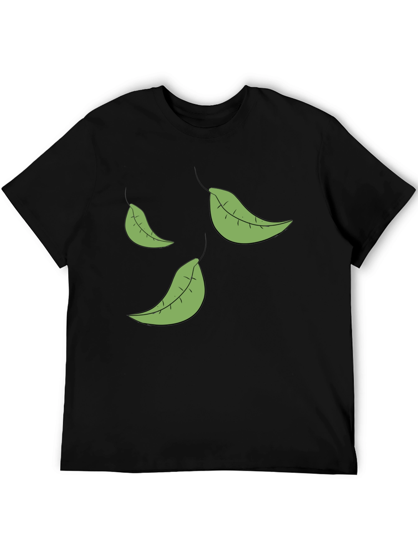 Leaf Print Black T-Shirt