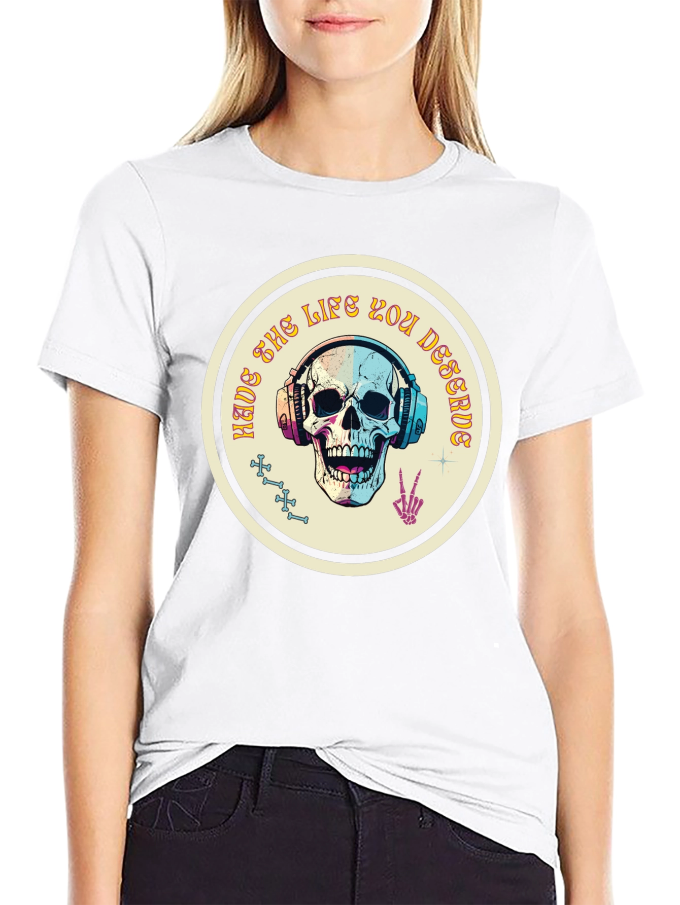 Skull Headphone Graphic T-Shirt