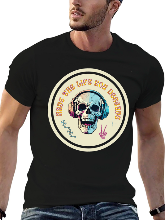 Skull Headphone Graphic T-Shirt
