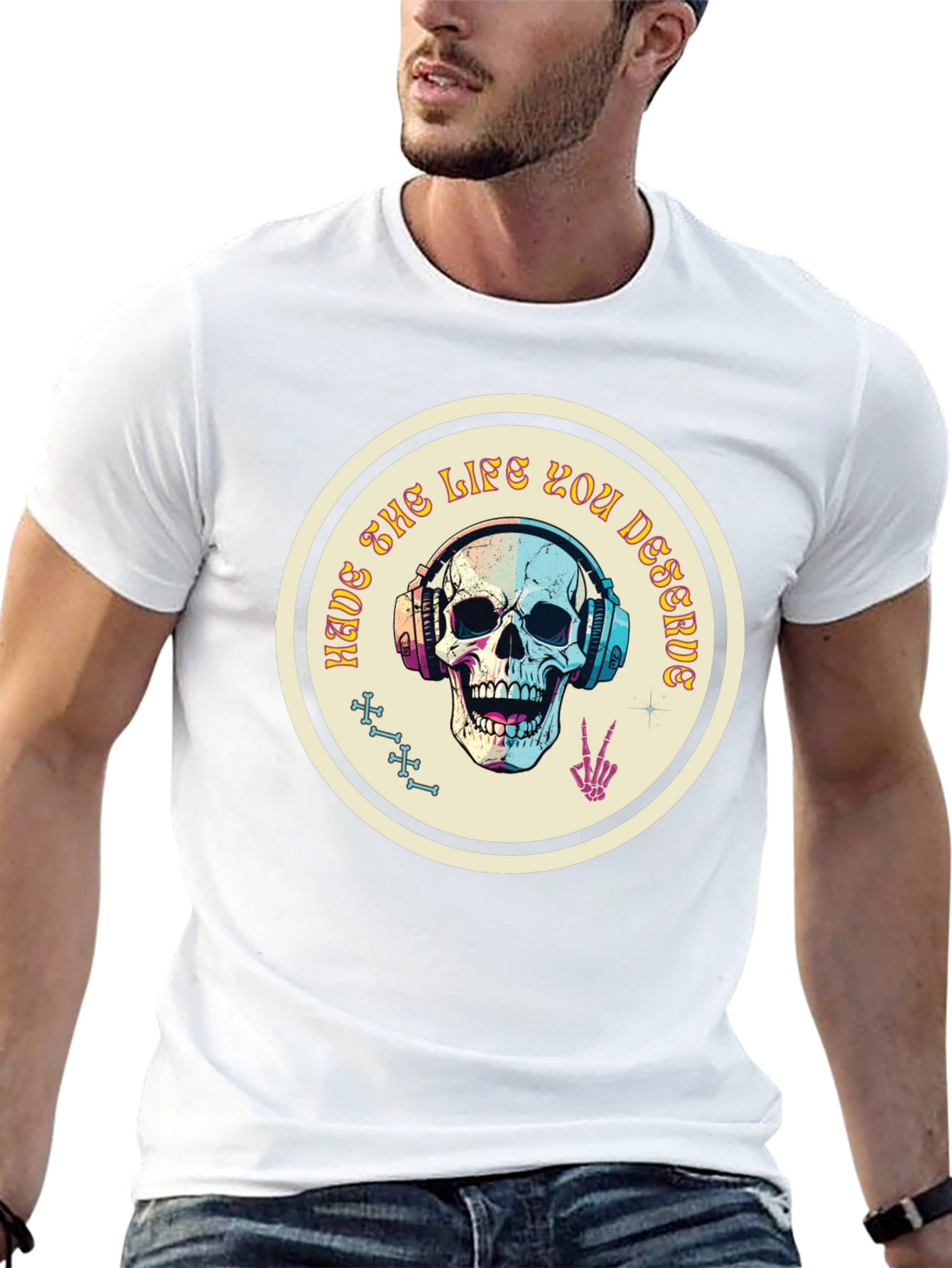 Skull Headphone Graphic T-Shirt