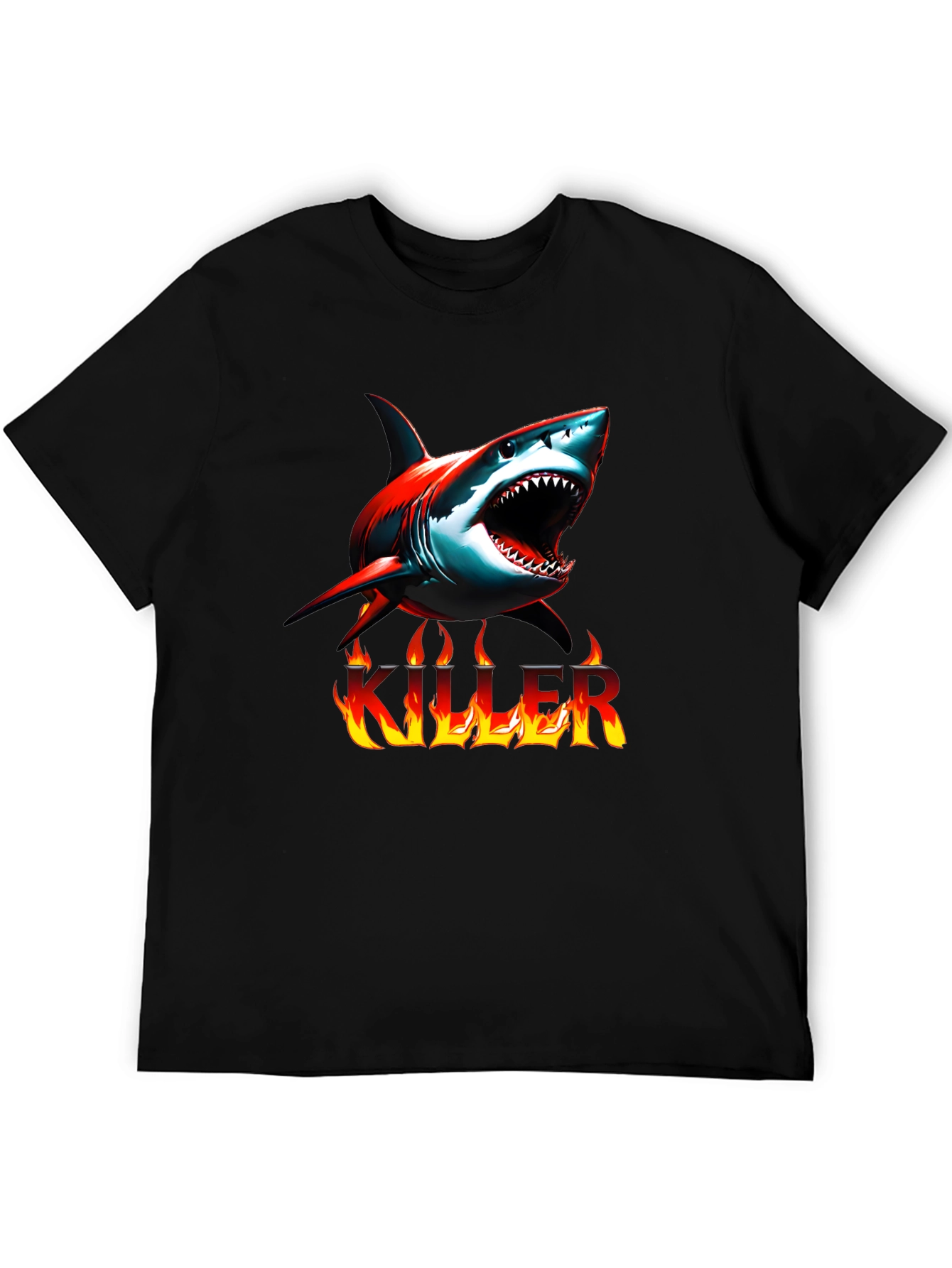 Killer Shark Graphic Tee - Mens Black T-Shirt