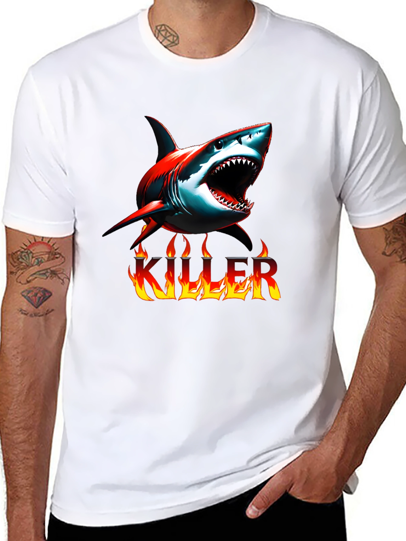 Killer Shark Graphic Tee - Mens Black T-Shirt
