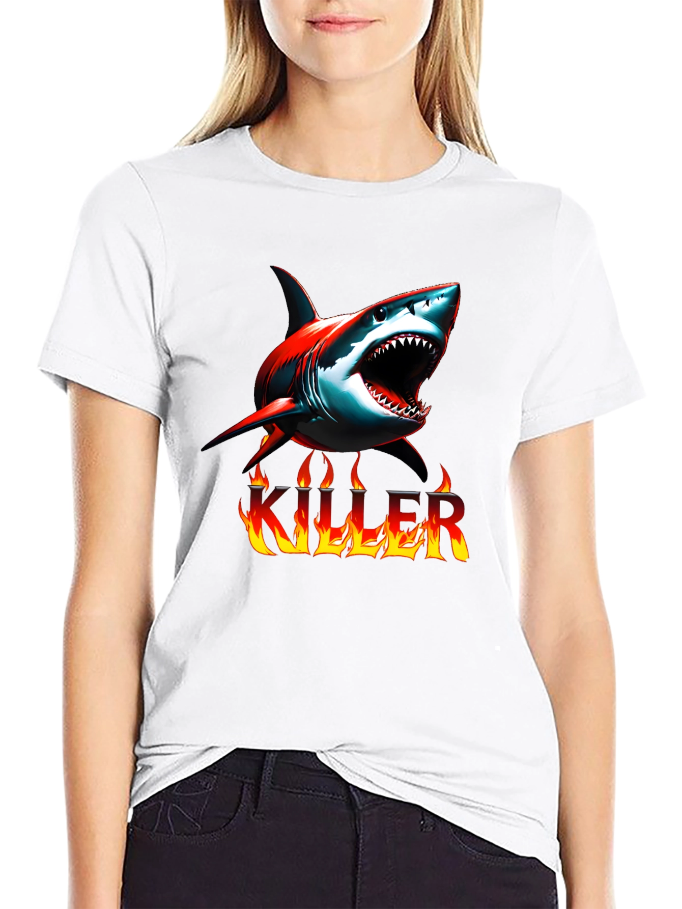 Killer Shark Graphic Tee - Mens Black T-Shirt