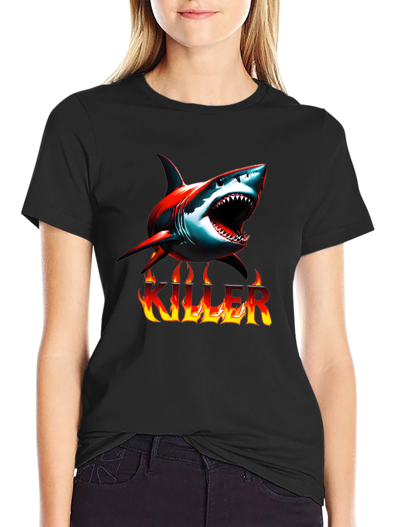 Killer Shark Graphic Tee - Mens Black T-Shirt