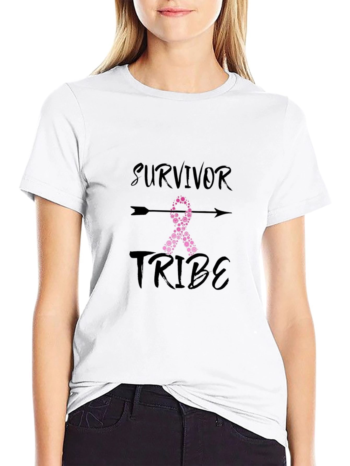 Survivor Tribe Pink Ribbon Graphic Tee