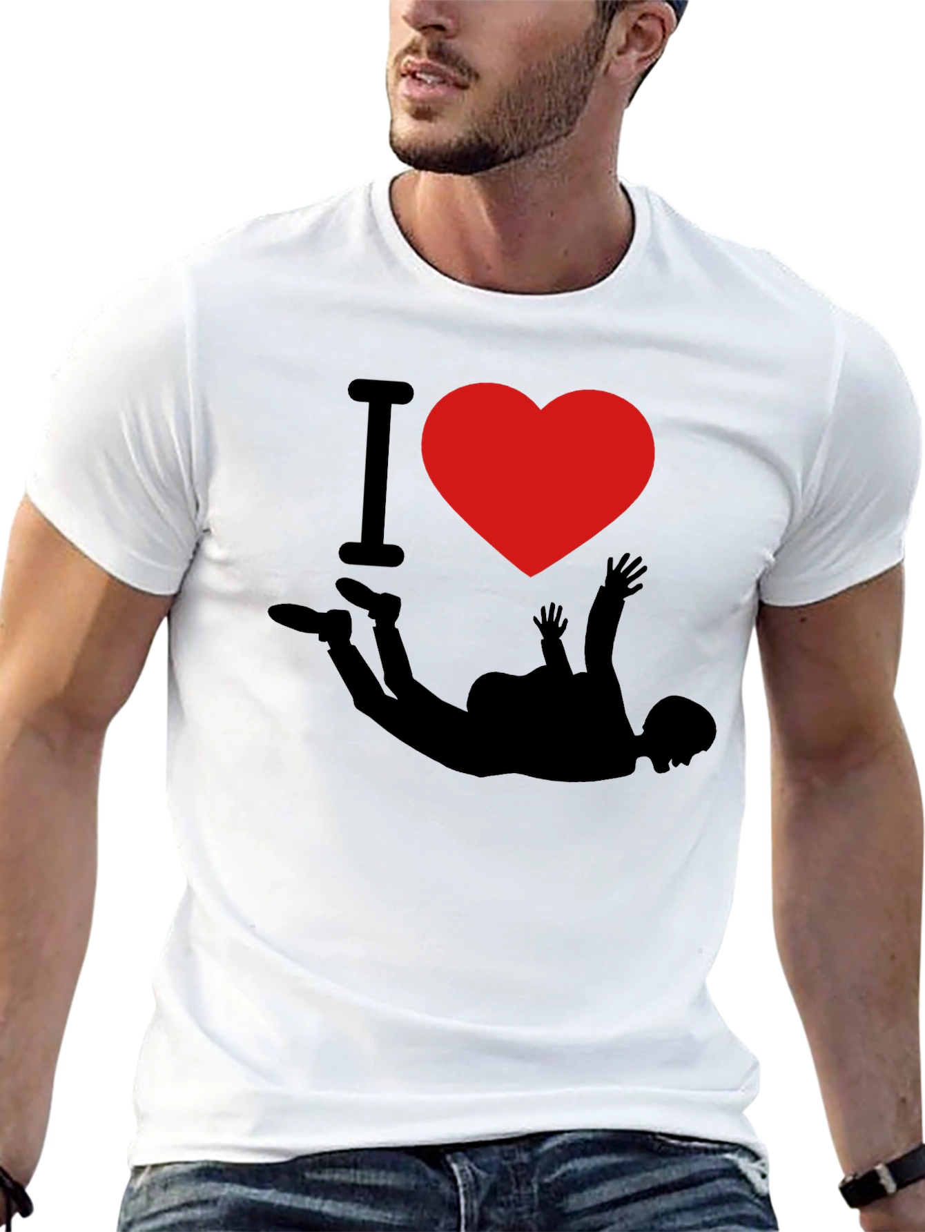 I Love Skydiving Black T-Shirt