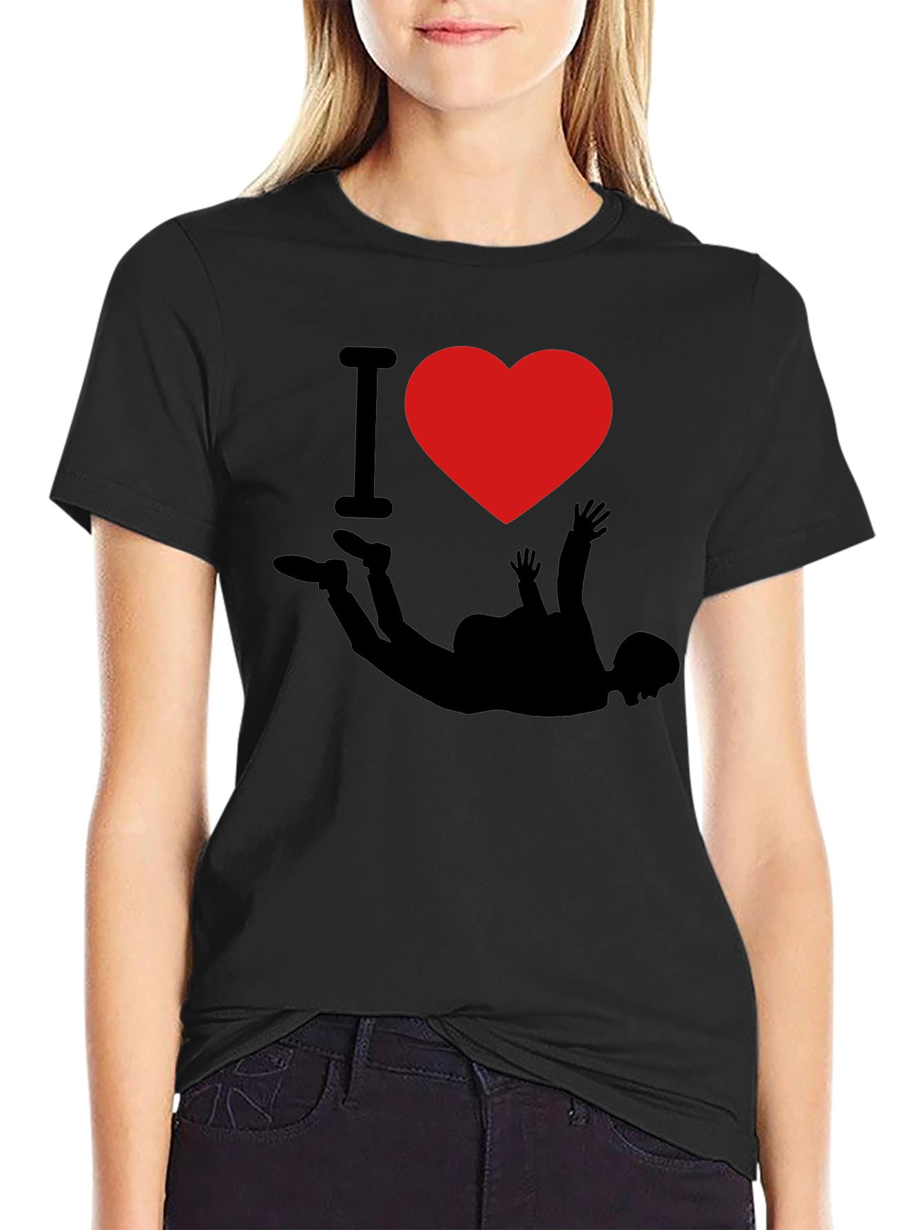 I Love Skydiving Black T-Shirt