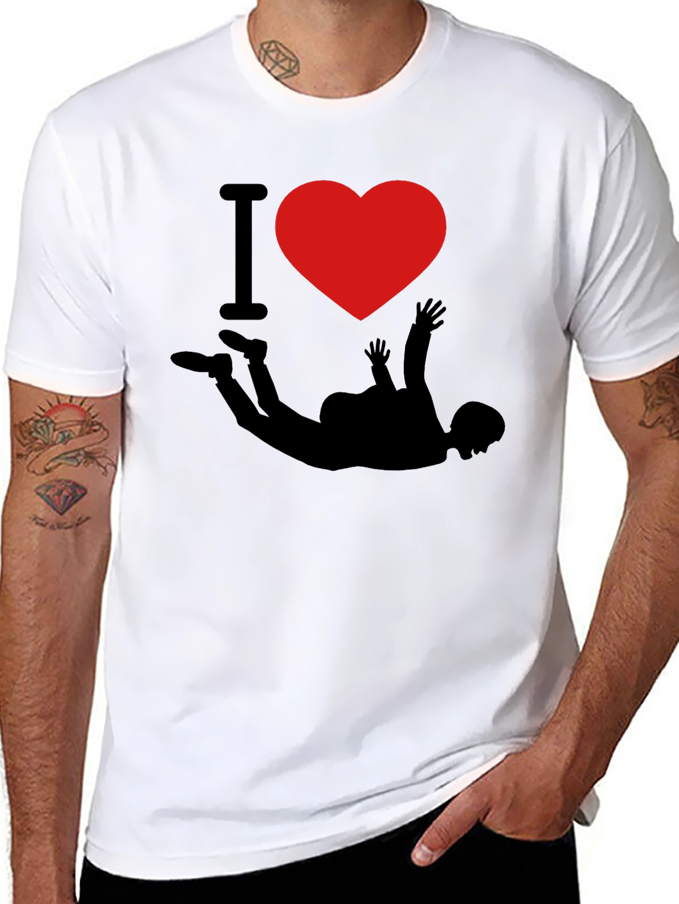 I Love Skydiving Black T-Shirt