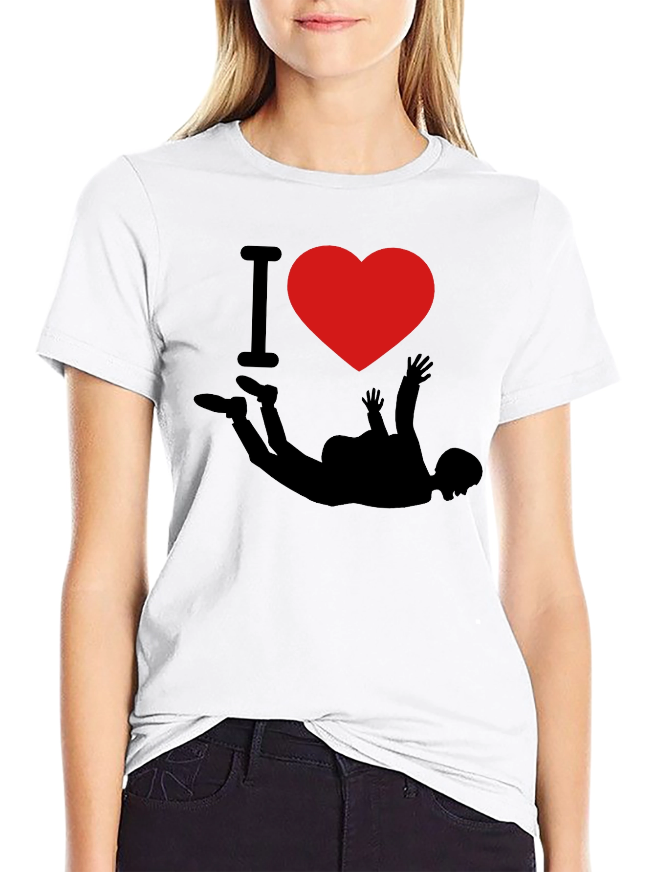 I Love Skydiving Black T-Shirt