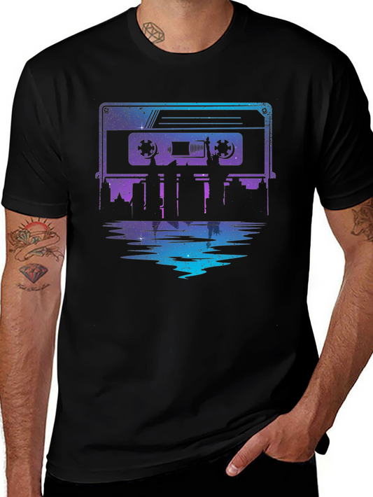 Retro Cassette Tape Cityscape Graphic Tee