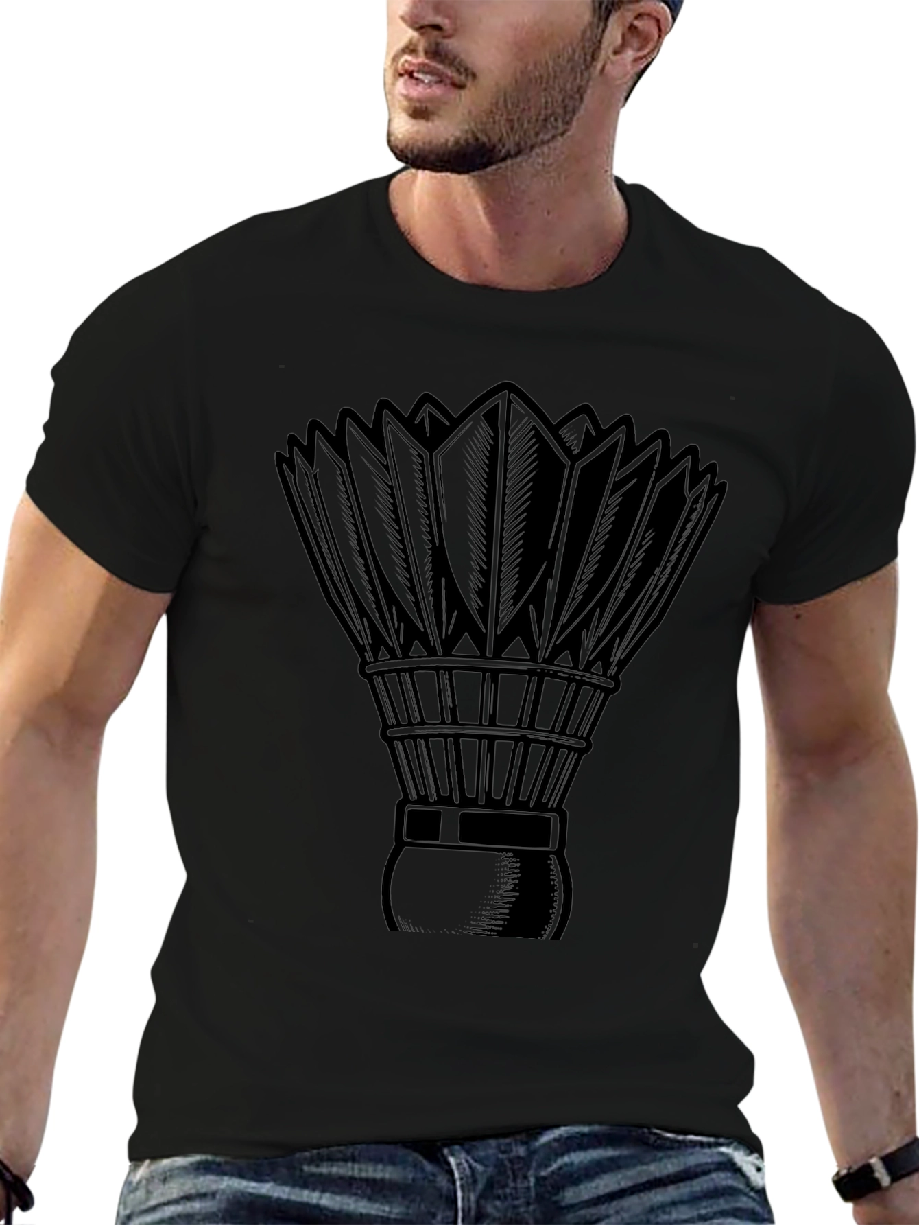 Badminton Shuttlecock Graphic Tee - Black T-Shirt
