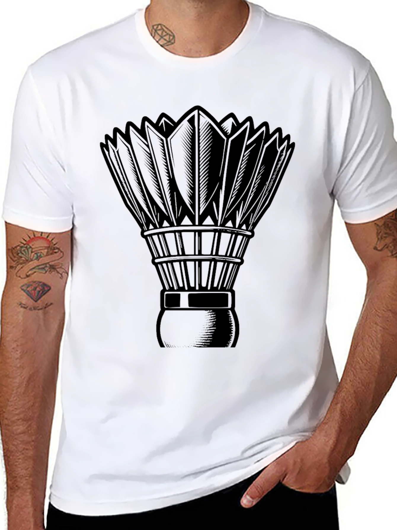 Badminton Shuttlecock Graphic Tee - Black T-Shirt