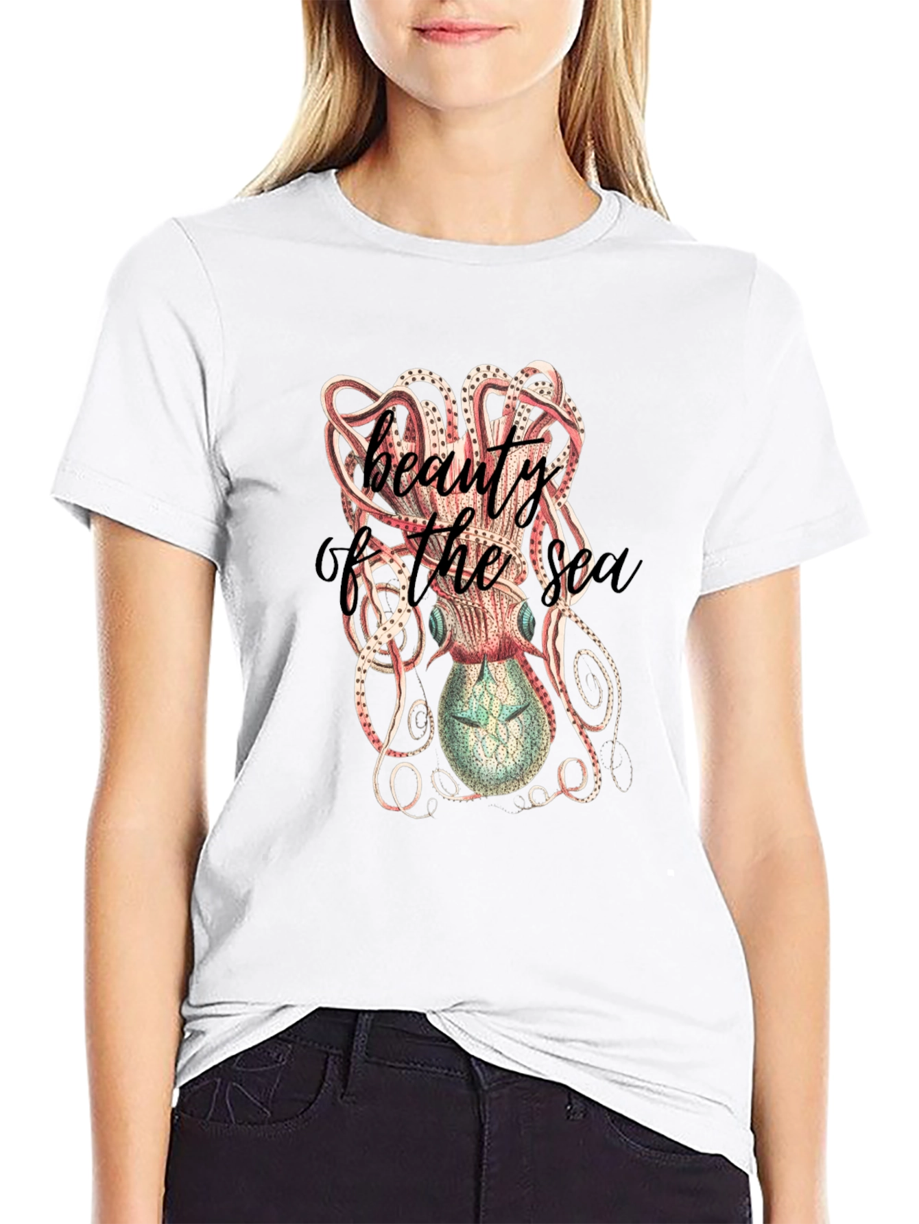 Beauty of the Sea Octopus Graphic Tee - Black