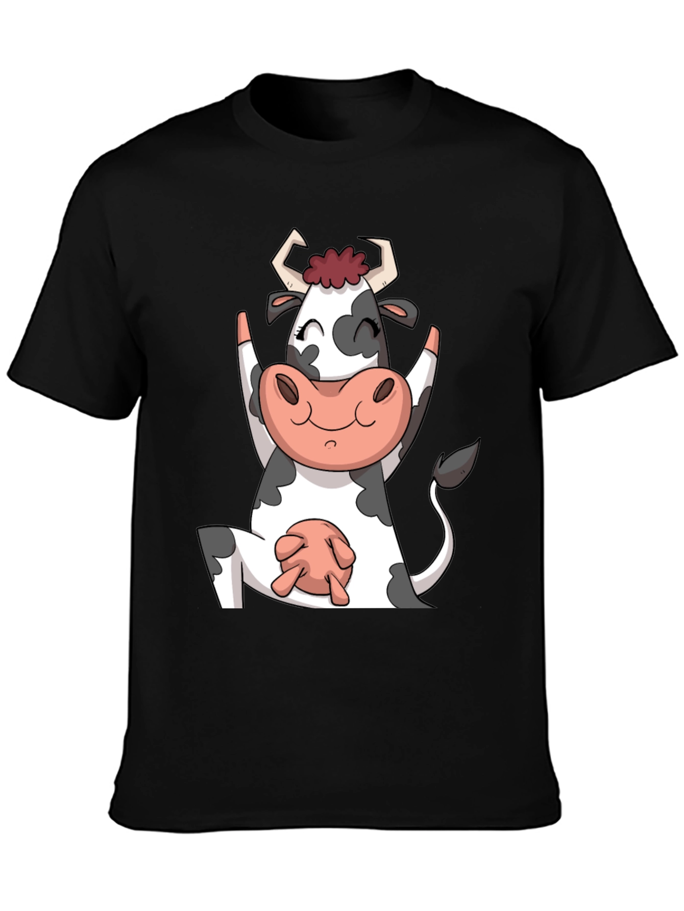 Yoga Cow Black T-Shirt Funny Animal Tee