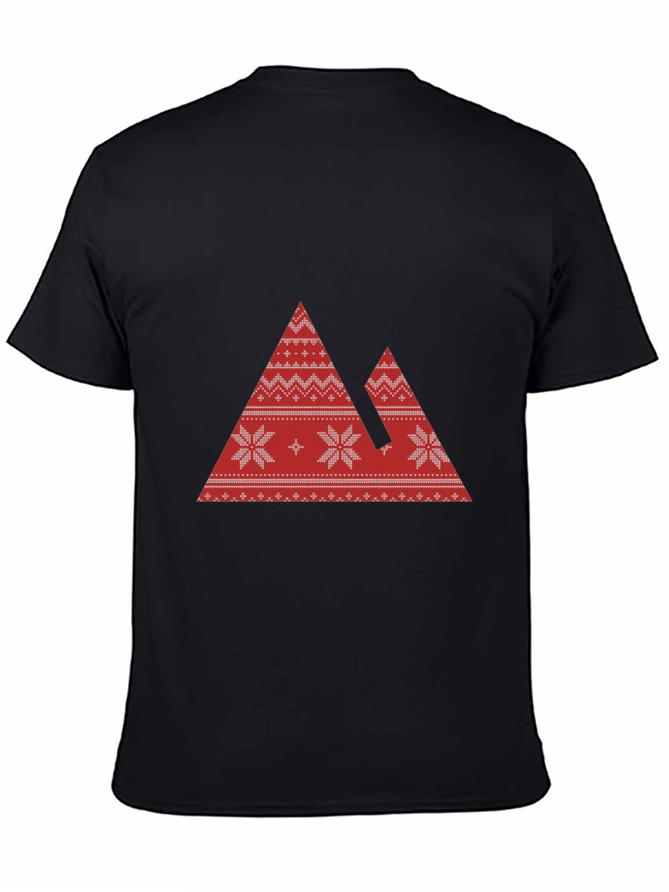 Red Mountain Pattern Black T-Shirt