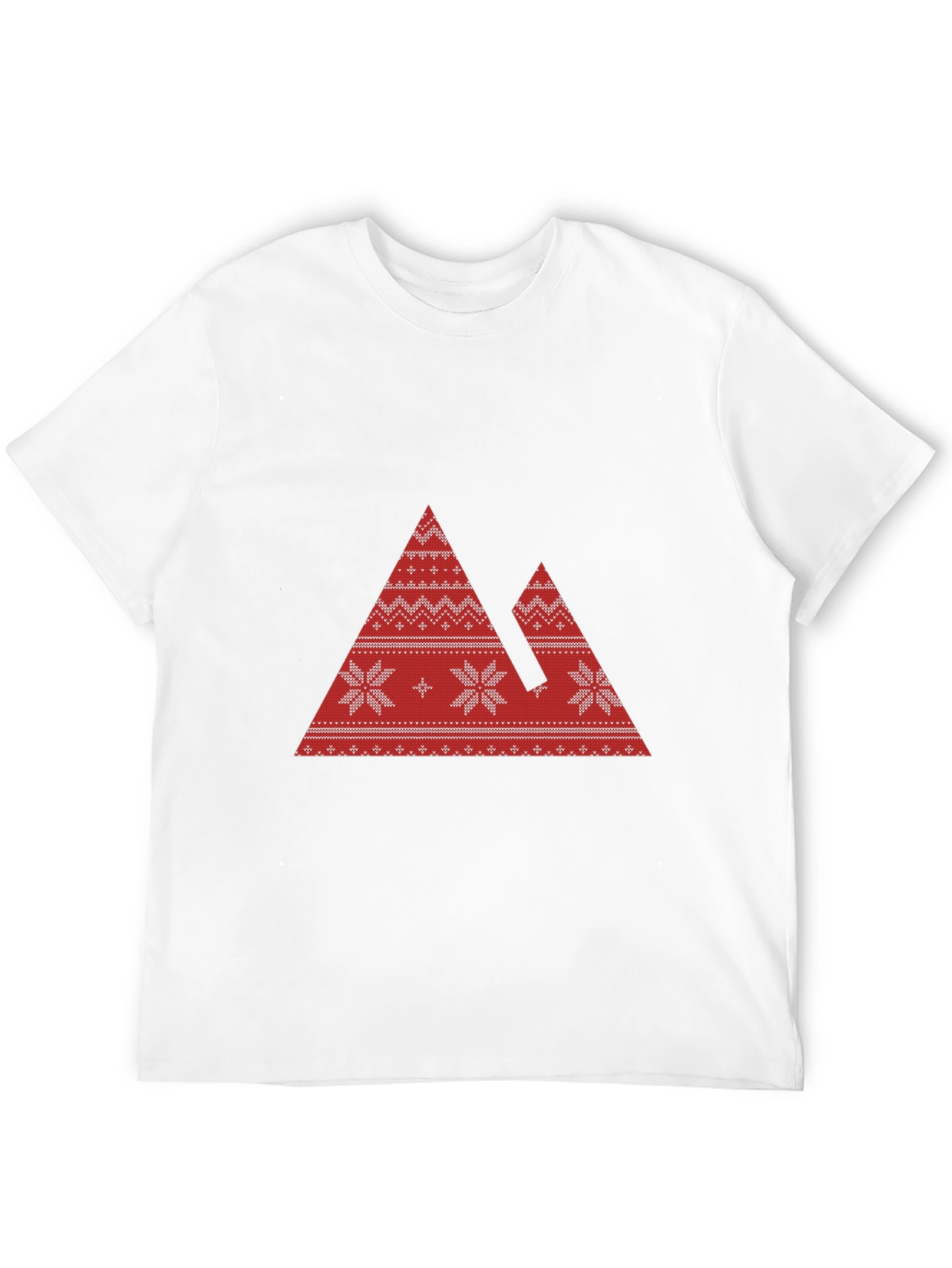 Red Mountain Pattern Black T-Shirt