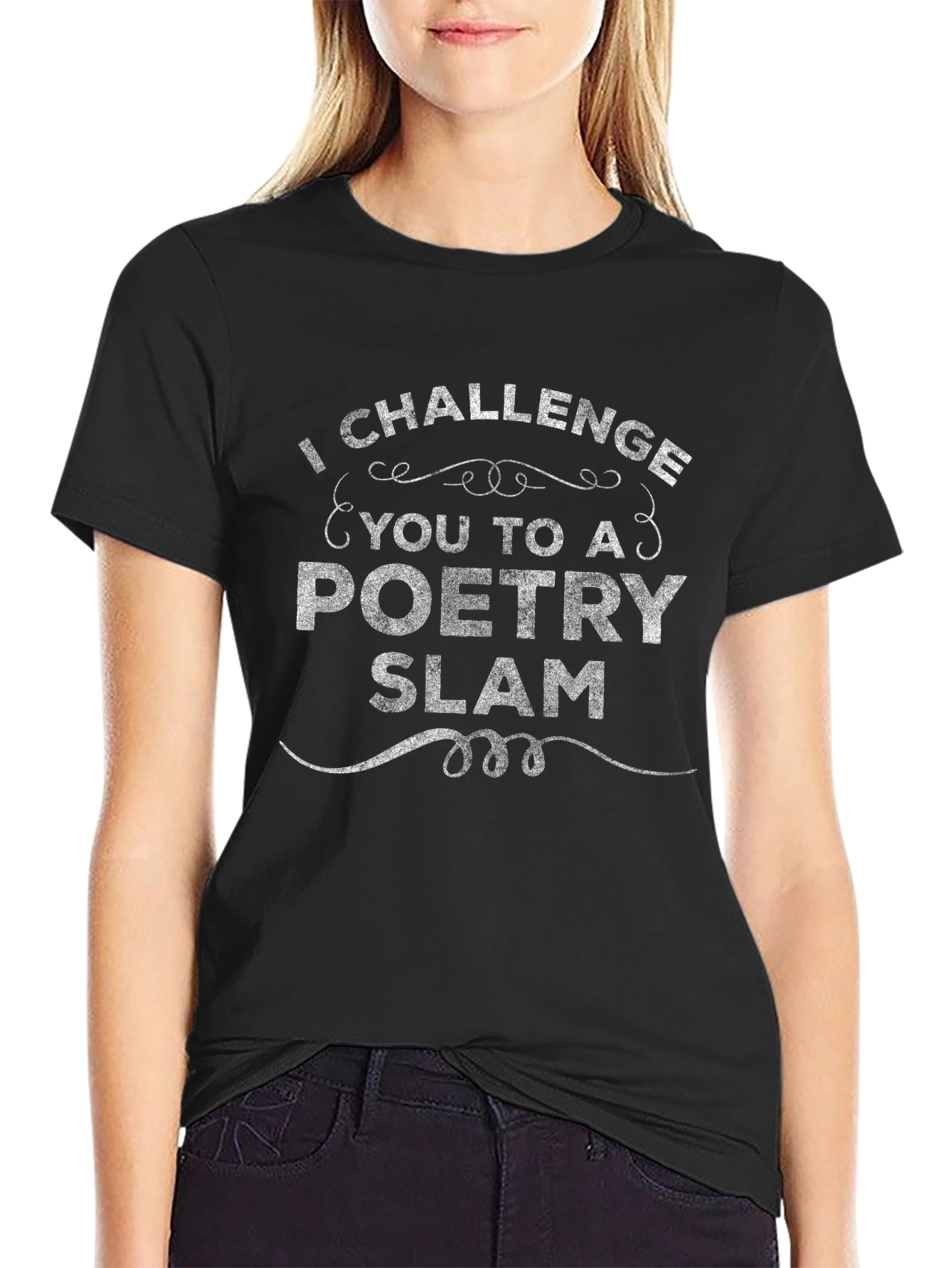 Poetry Slam Challenge T-Shirt - Black Crew Neck