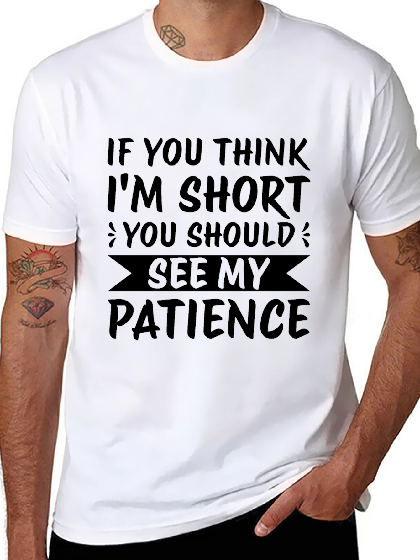 Funny Short Patience Mens Black T-Shirt