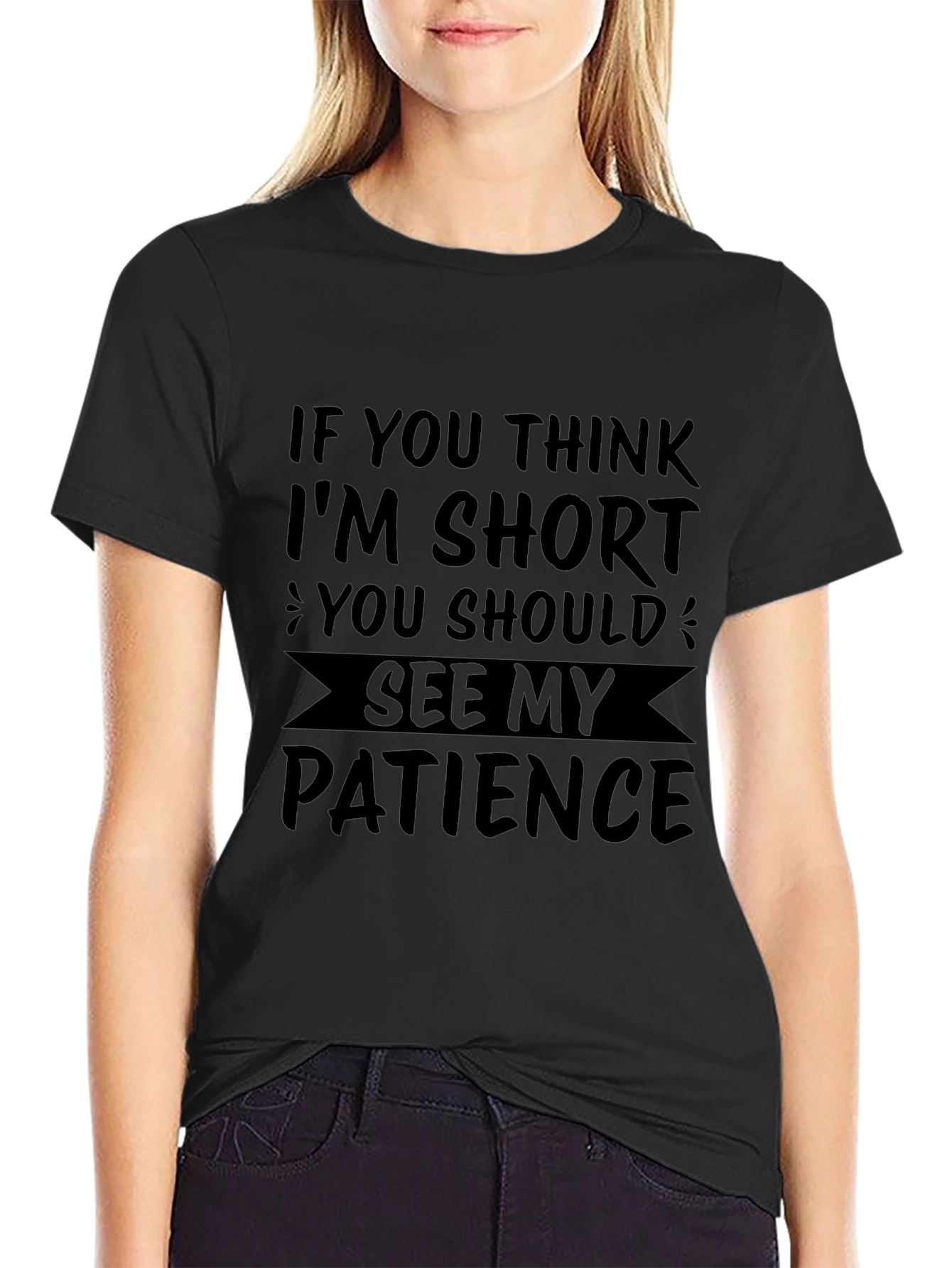 Funny Short Patience Mens Black T-Shirt