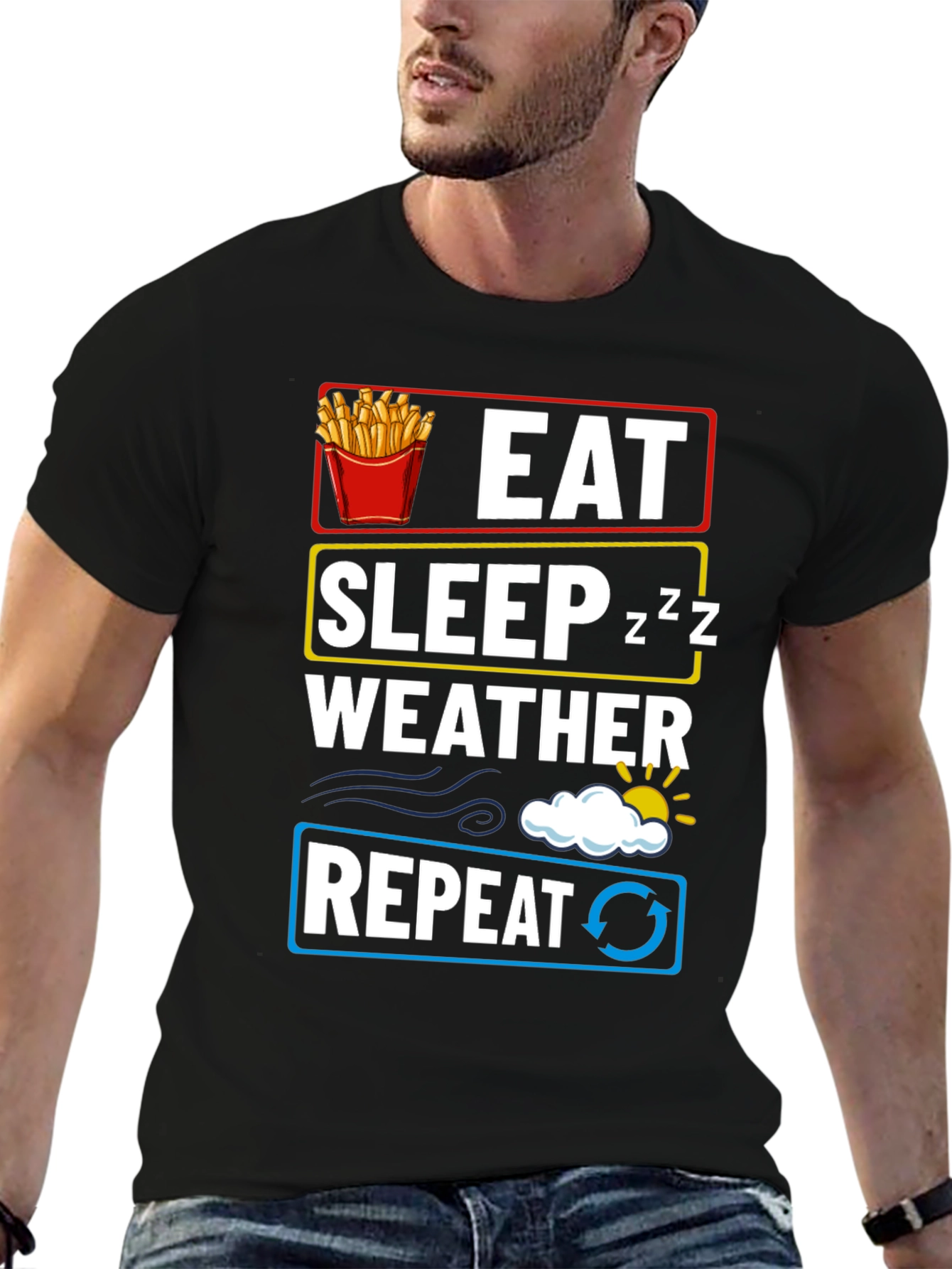 Eat Sleep Weather Repeat Graphic T-Shirt