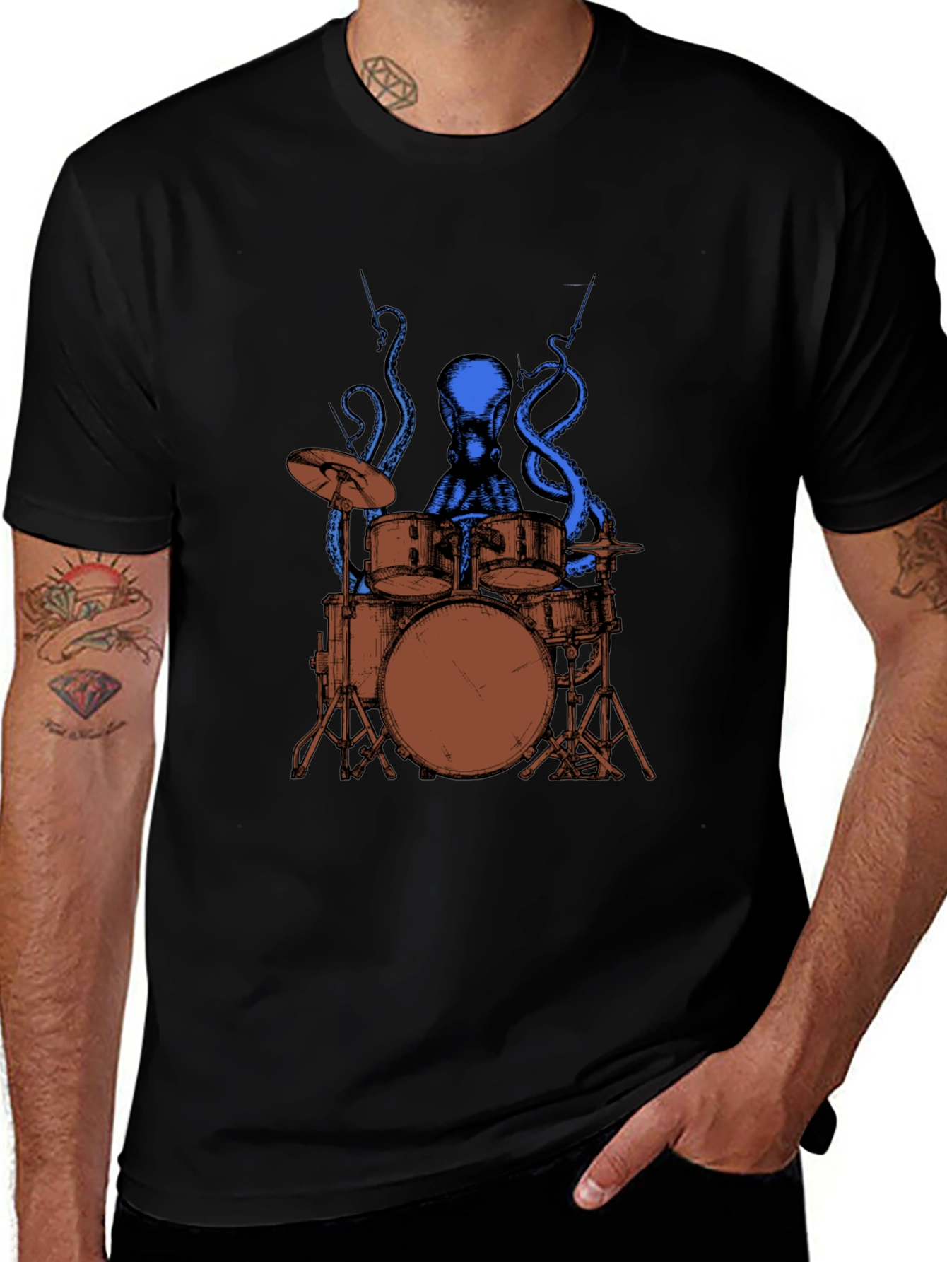 Octopus Drummer Graphic T-Shirt - Rock Out in Style!