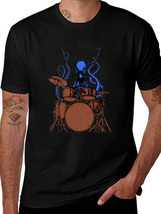 Octopus Drummer Graphic T-Shirt - Rock Out in Style!