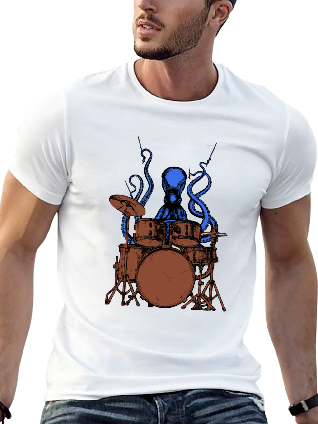 Octopus Drummer Graphic T-Shirt - Rock Out in Style!