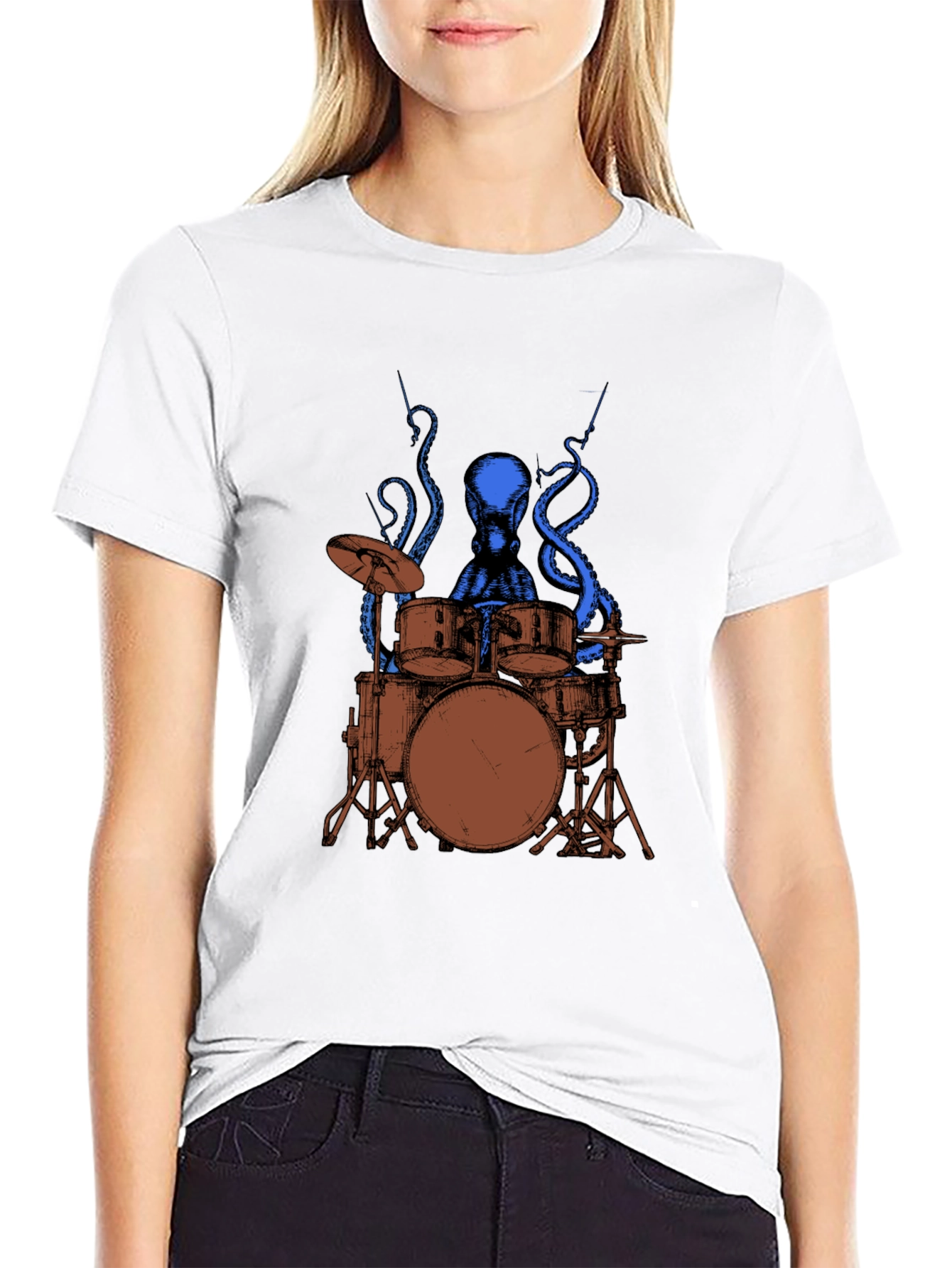 Octopus Drummer Graphic T-Shirt - Rock Out in Style!