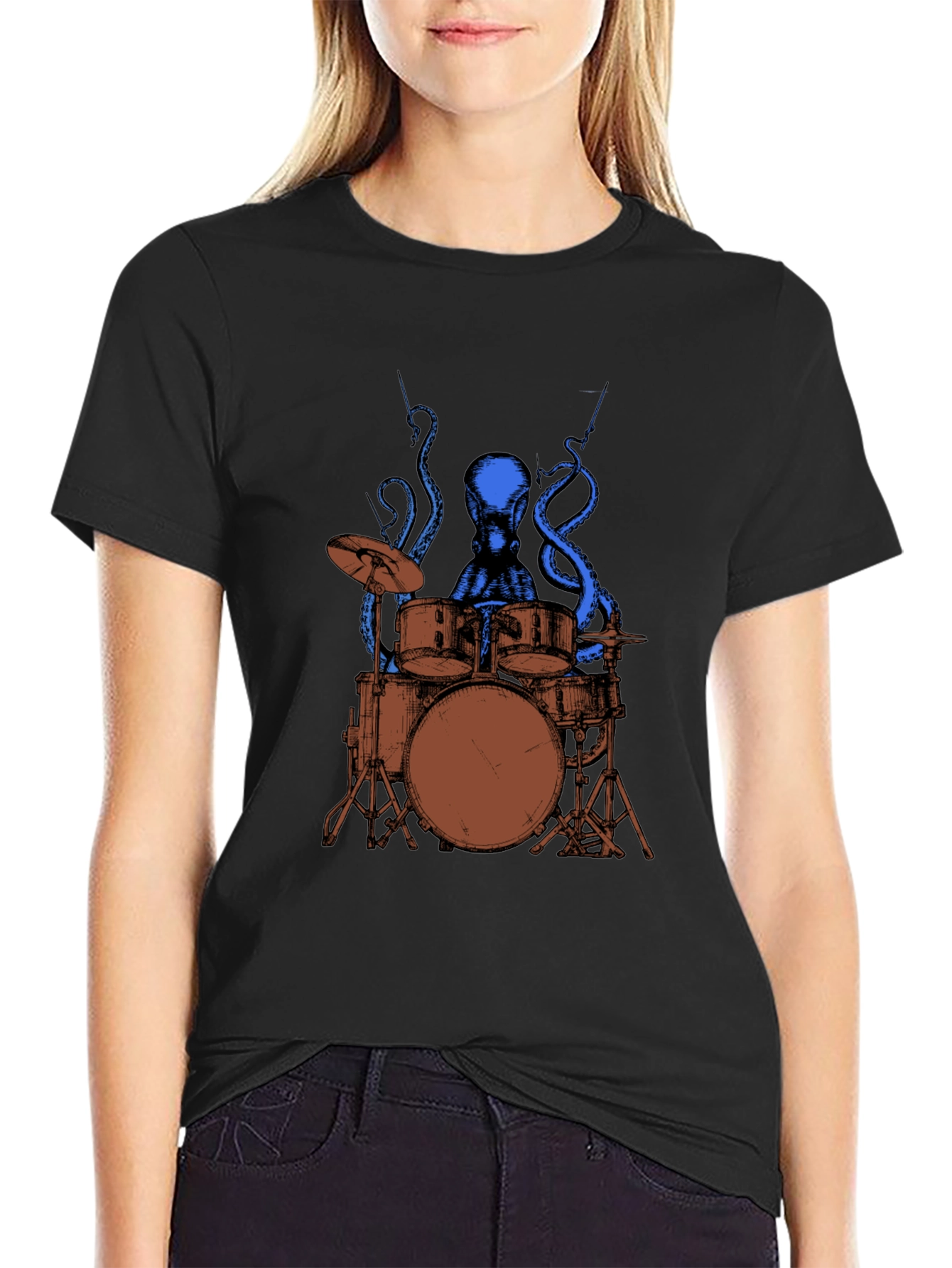 Octopus Drummer Graphic T-Shirt - Rock Out in Style!