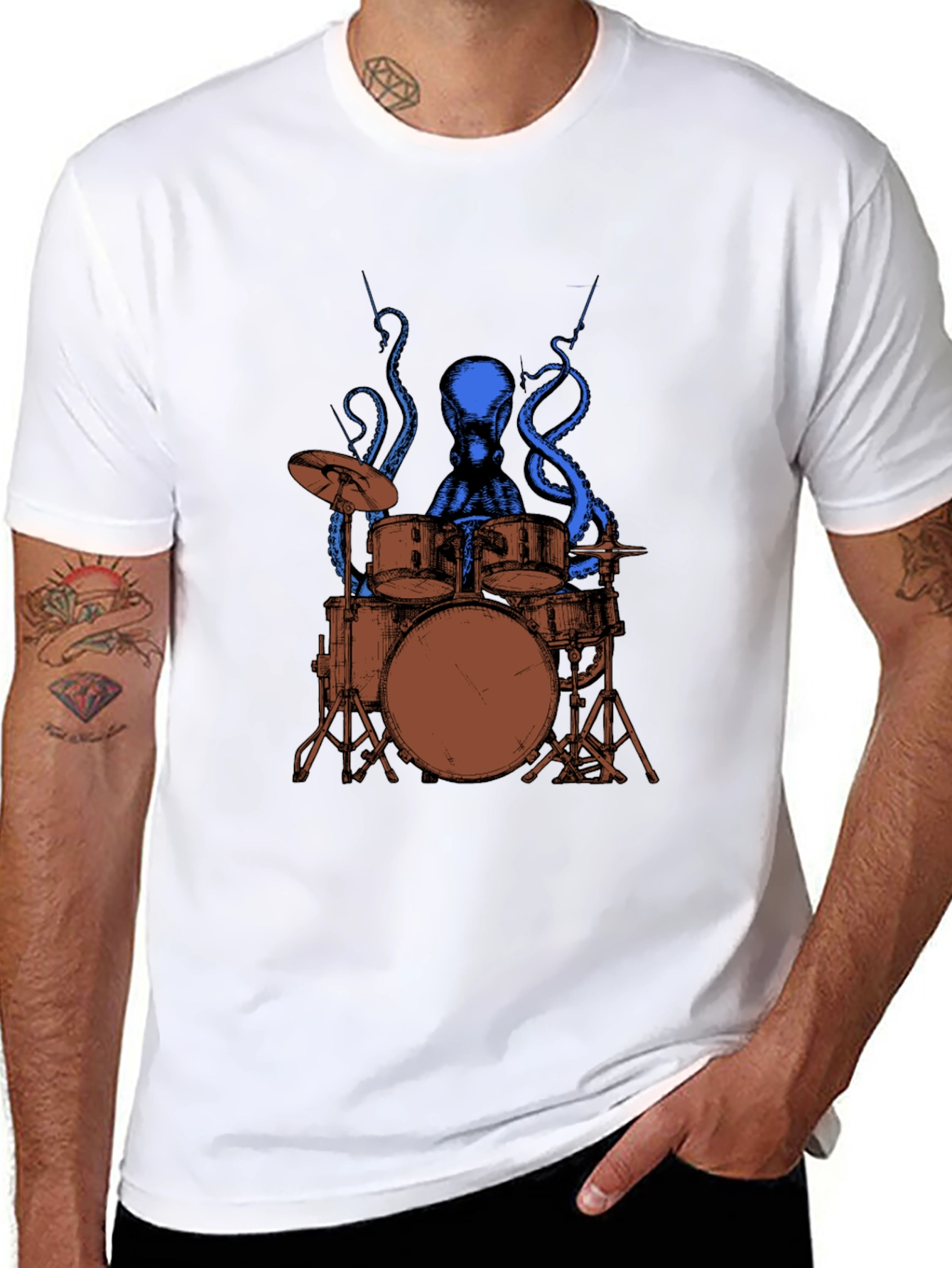 Octopus Drummer Graphic T-Shirt - Rock Out in Style!