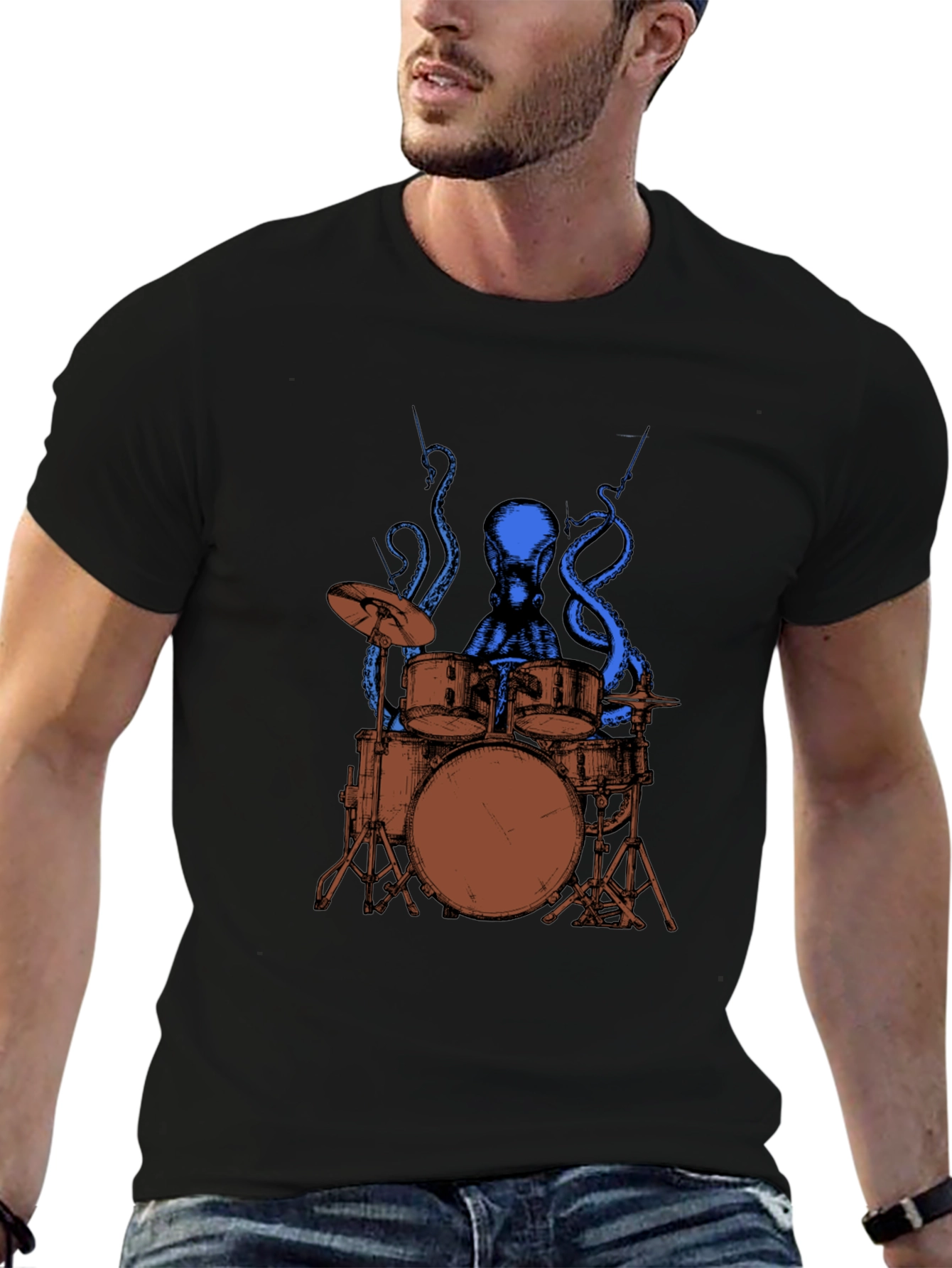 Octopus Drummer Graphic T-Shirt - Rock Out in Style!