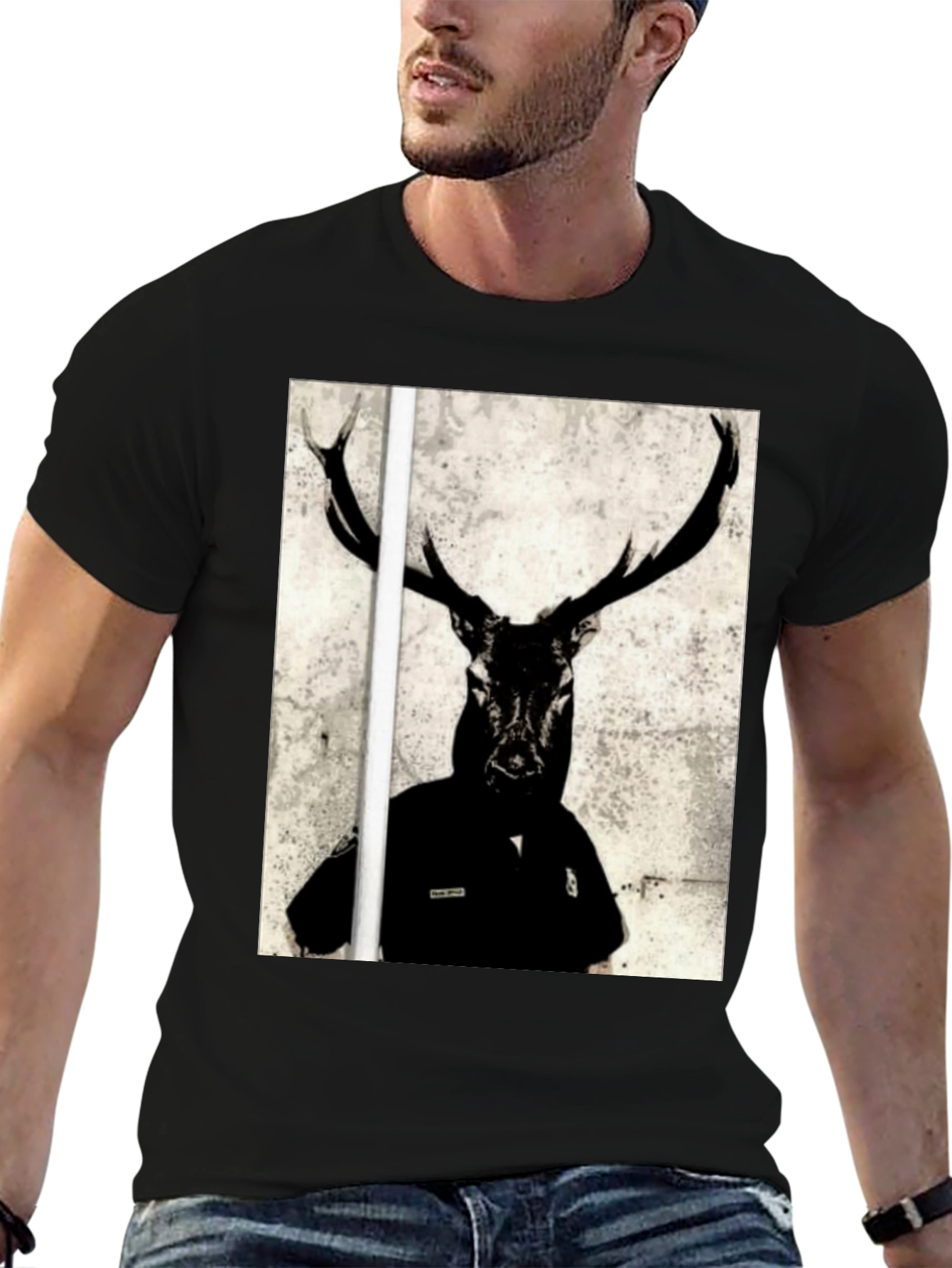 Deer Graphic T-Shirt - Mens Black Tee