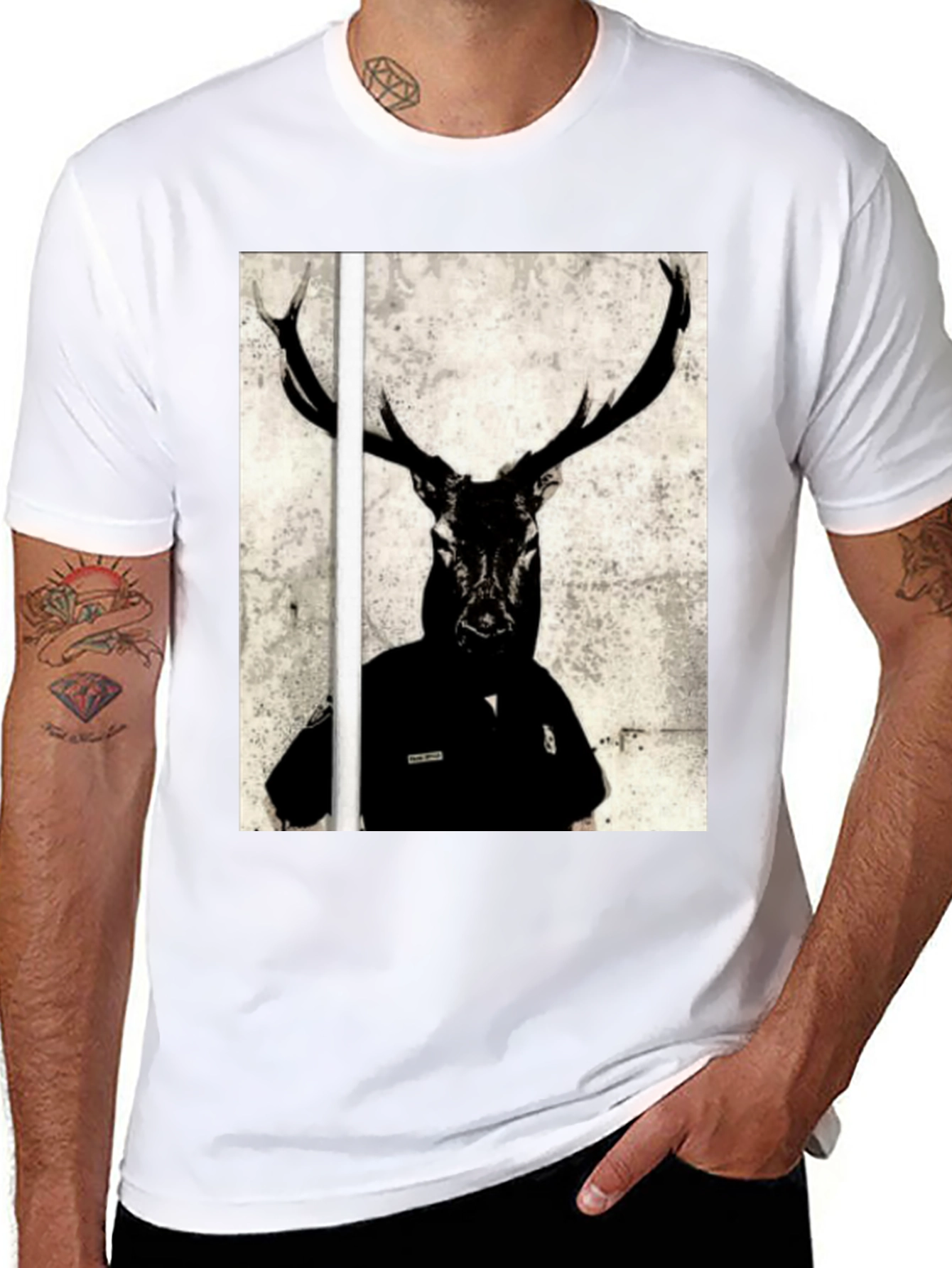 Deer Graphic T-Shirt - Mens Black Tee