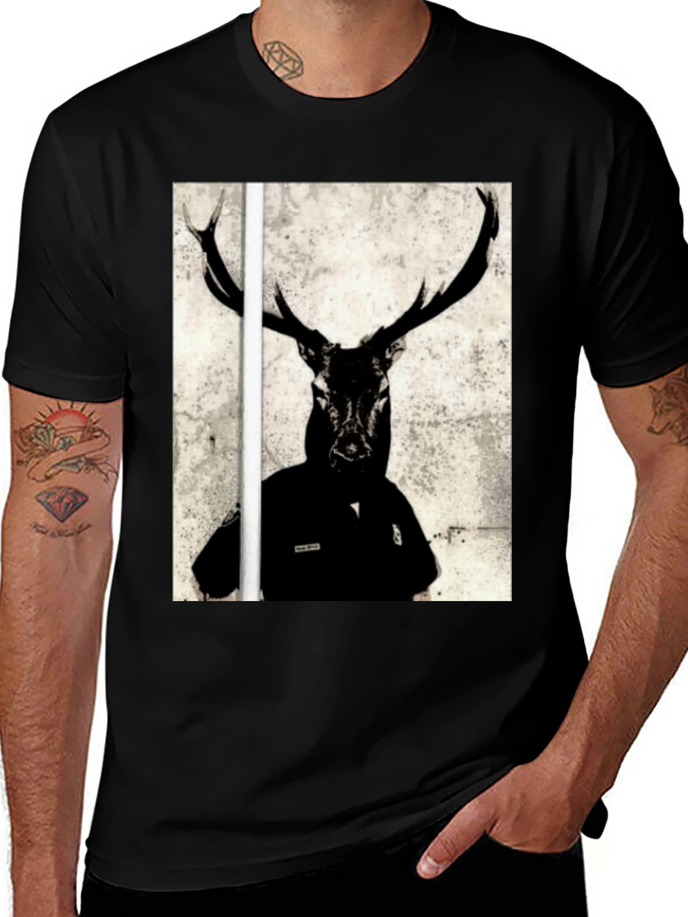 Deer Graphic T-Shirt - Mens Black Tee