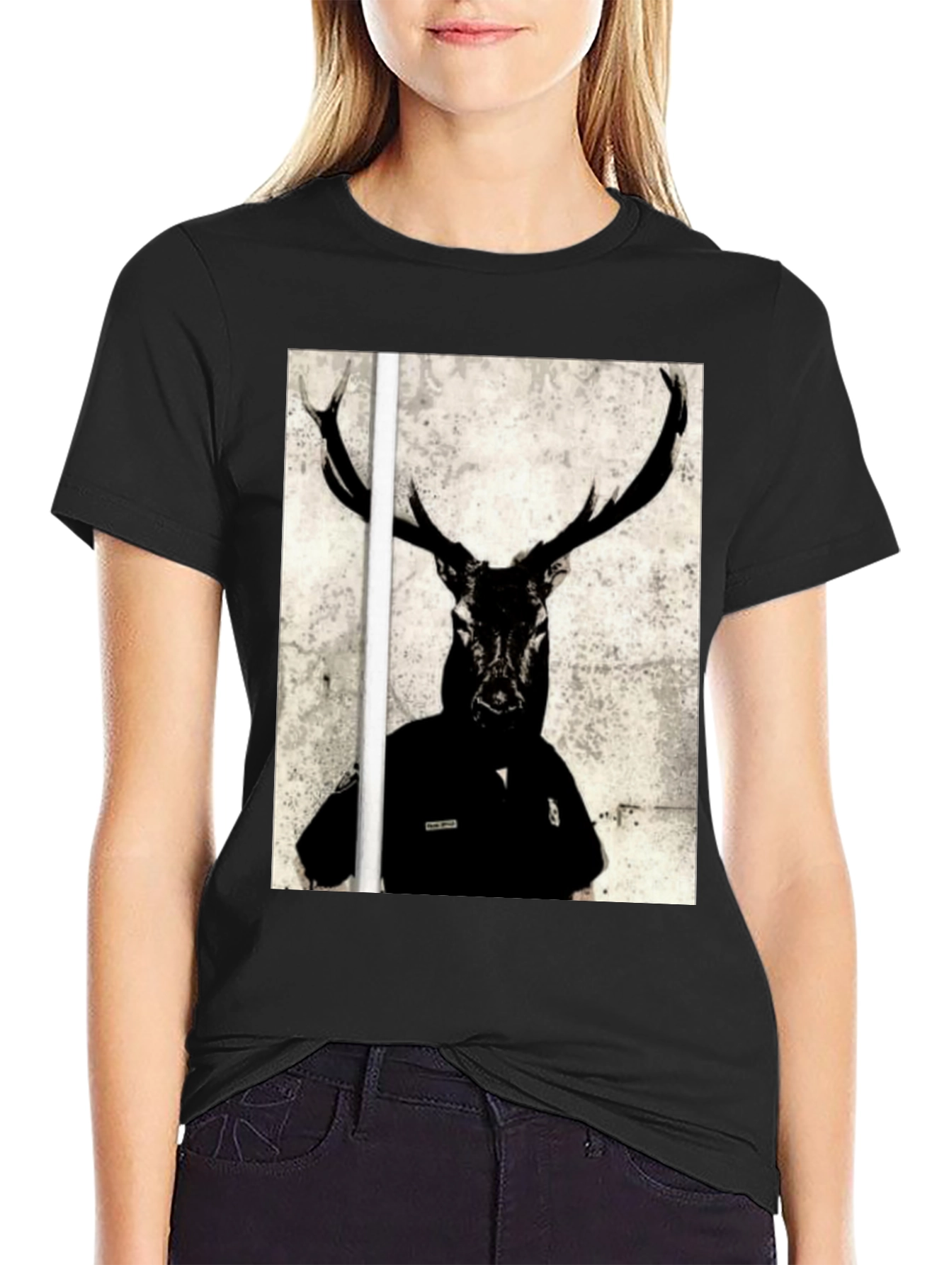 Deer Graphic T-Shirt - Mens Black Tee