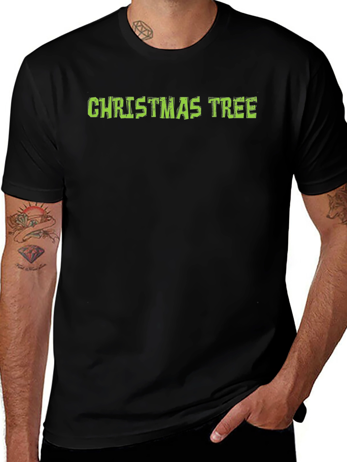 Christmas Tree Graphic Black T-Shirt