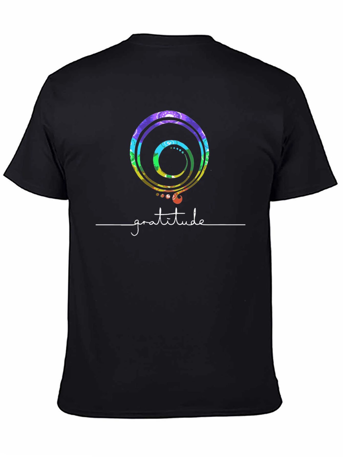 Gratitude Graphic Tee - Black Crew Neck Cotton Shirt
