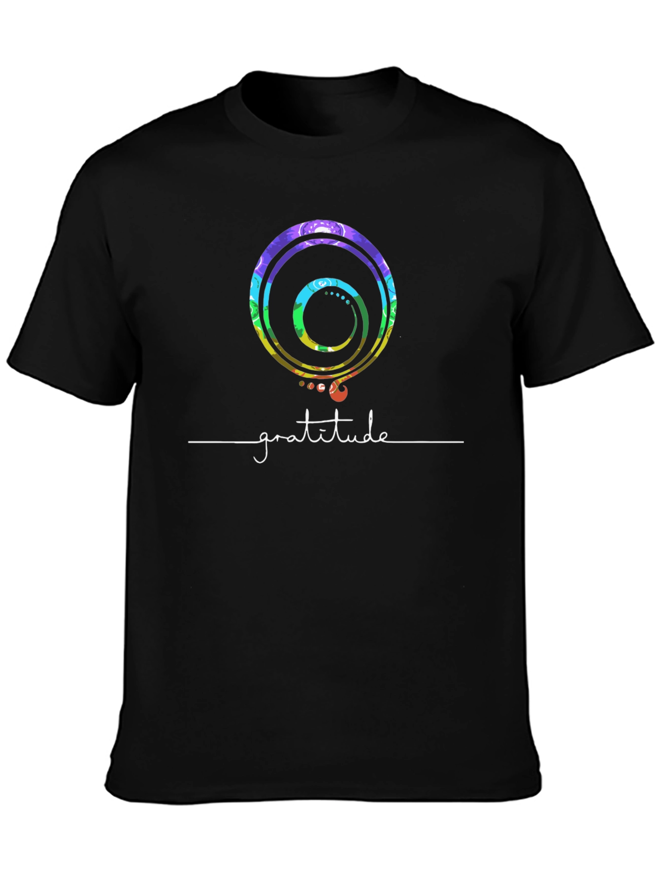 Gratitude Graphic Tee - Black Crew Neck Cotton Shirt