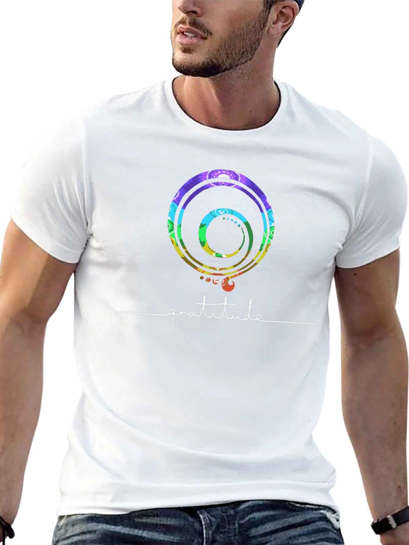 Gratitude Graphic Tee - Black Crew Neck Cotton Shirt