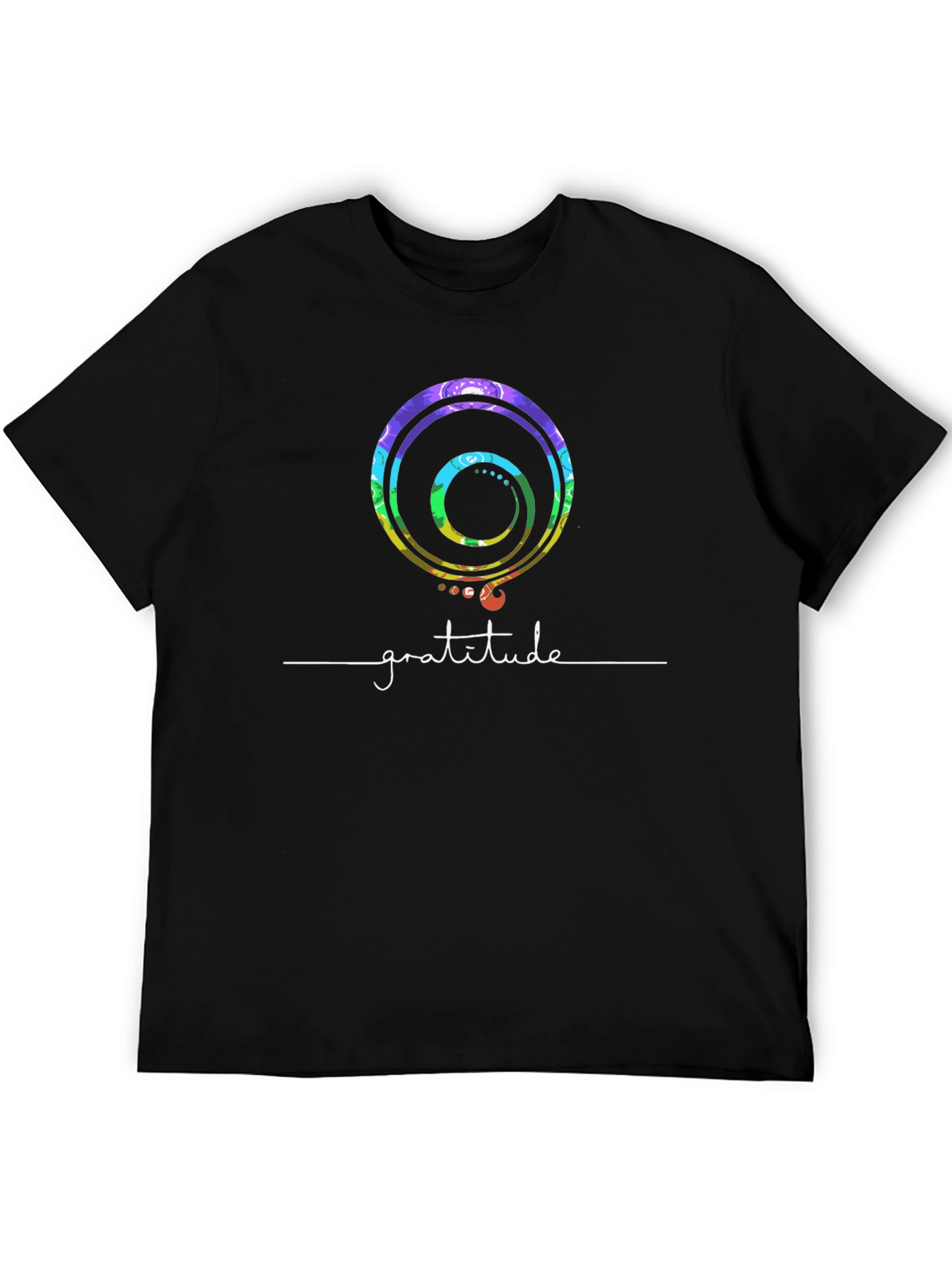 Gratitude Graphic Tee - Black Crew Neck Cotton Shirt