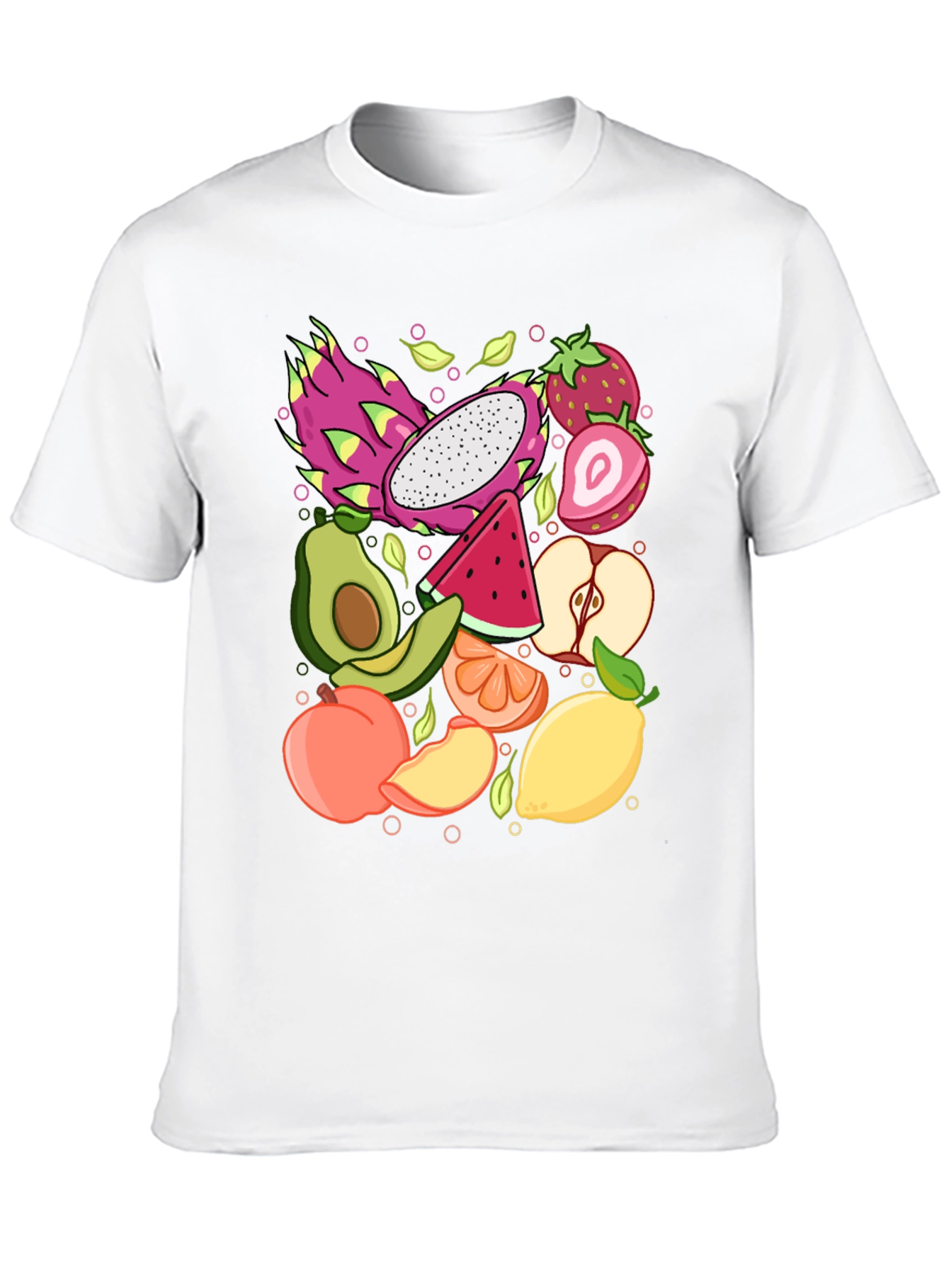 Fruit Pattern Graphic Tee - Unisex Black T-Shirt