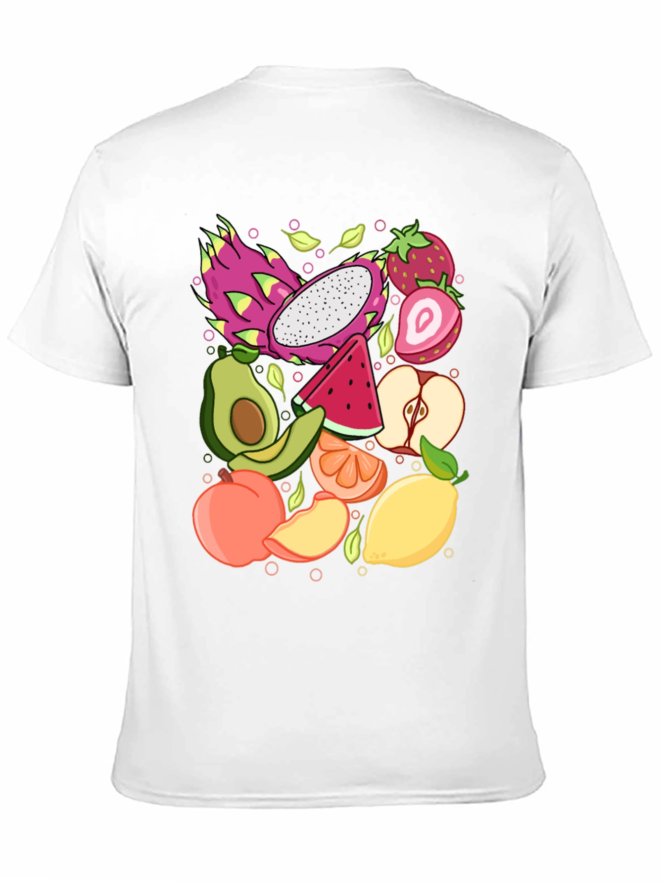 Fruit Pattern Graphic Tee - Unisex Black T-Shirt